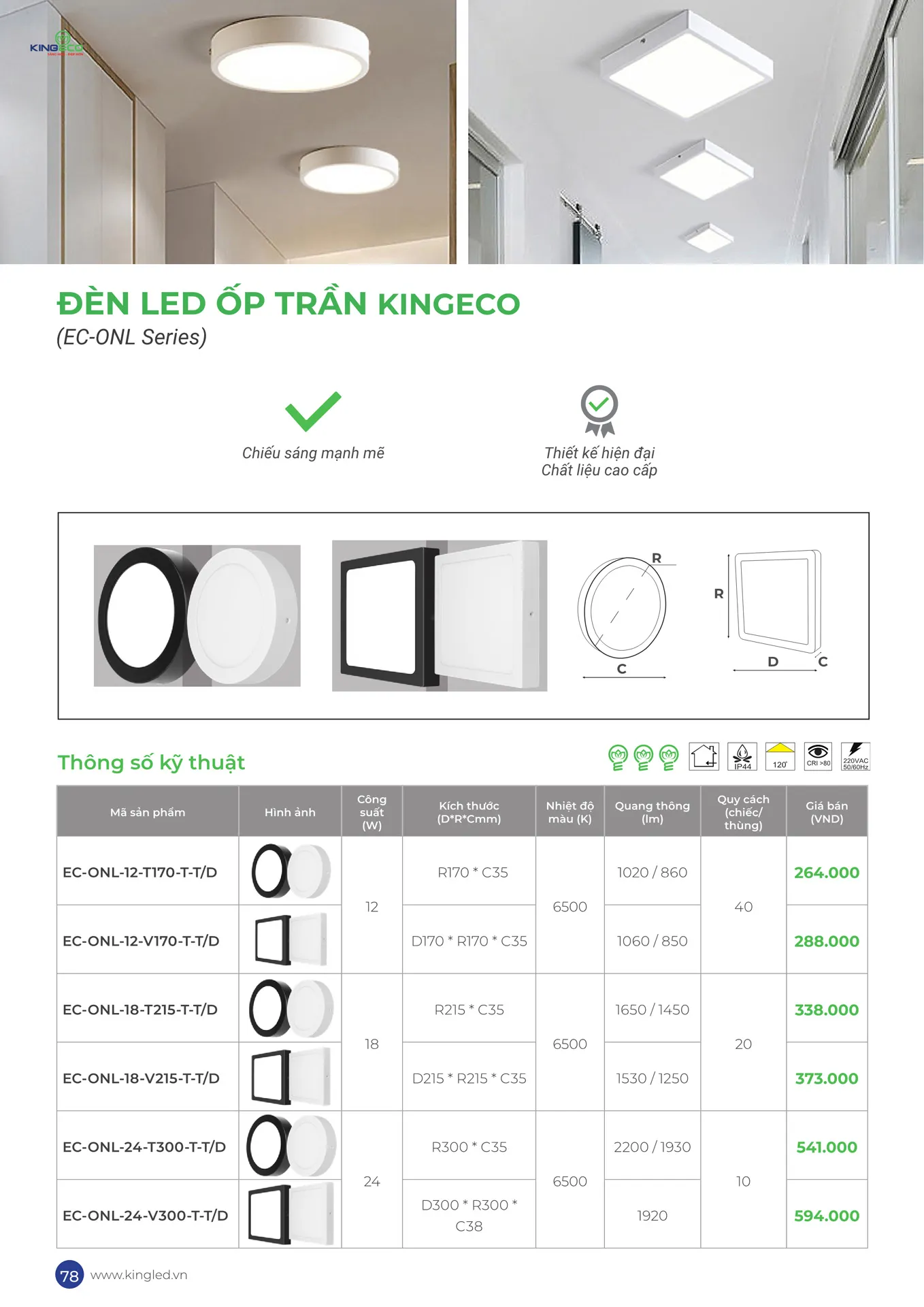 Catalogue Đèn KINGLED & KINGECO 2026 - Trang 78)