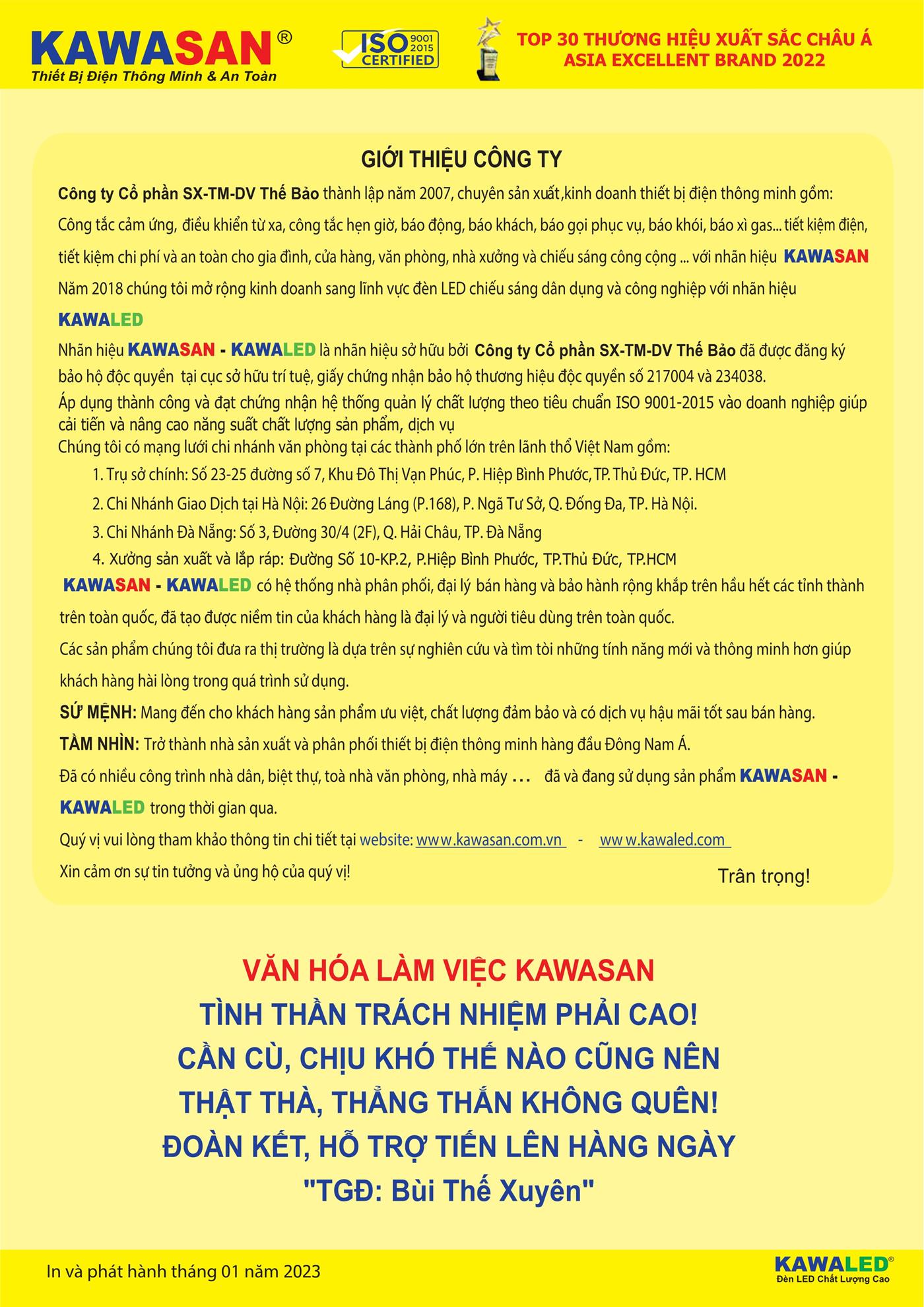 Catalogue Bảng Giá Kawasan 2023 mới nhất - Trang 2)