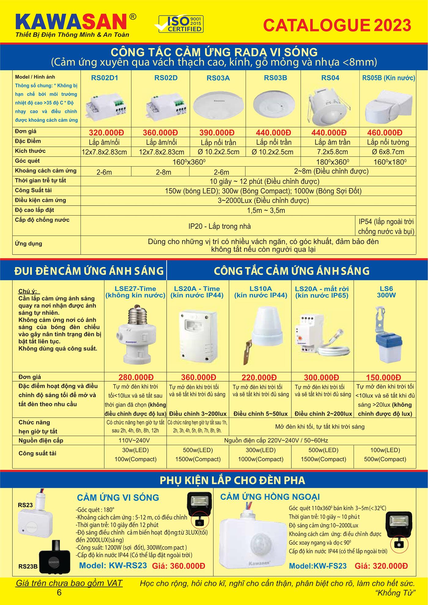Catalogue Bảng Giá Kawasan 2023 mới nhất - Trang 8)