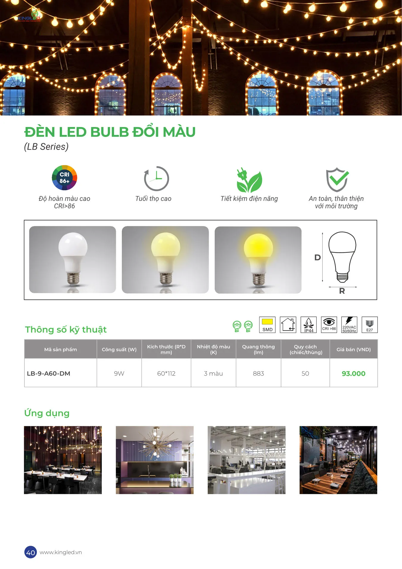 Catalogue Đèn KINGLED & KINGECO 2025 - Trang 40)