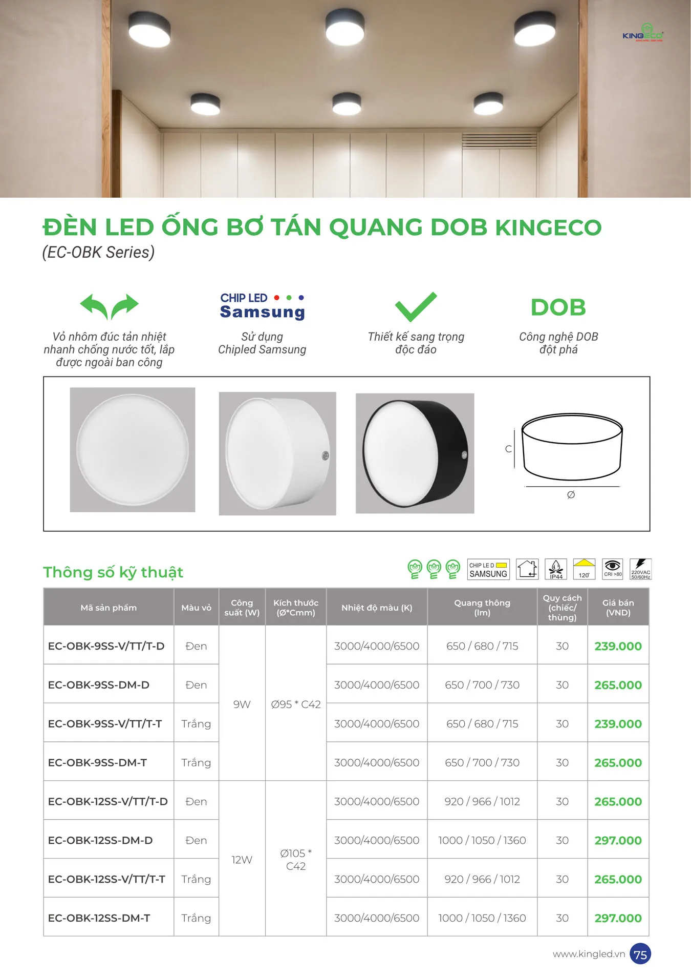 Catalogue Đèn KINGLED & KINGECO 2025 - Trang 75)