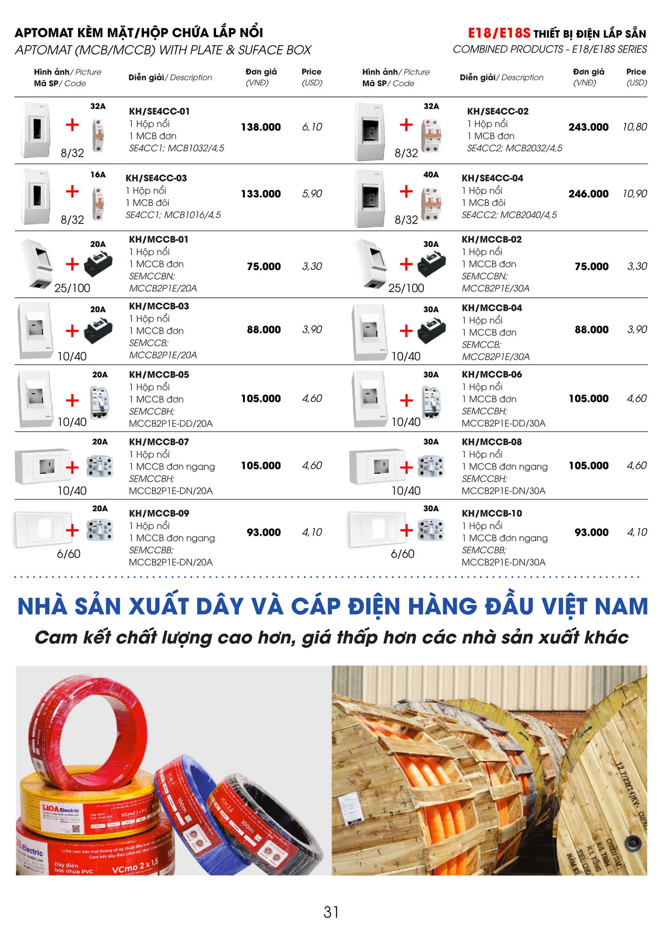 Bảng Giá LiOA Thiết bị điện Gia Dụng 2026 - Trang 31)
