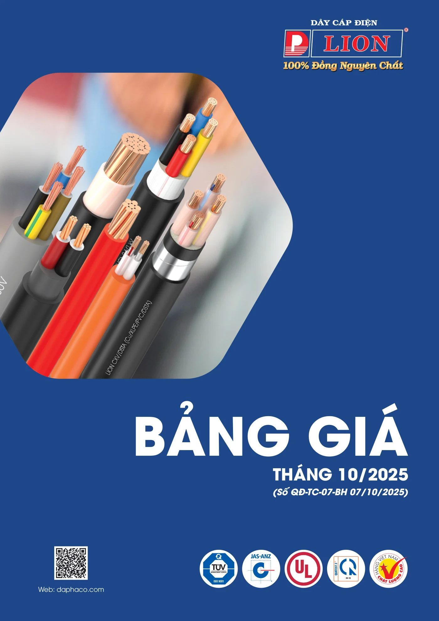 Bảng Giá Cáp Điện LION 2025 - Trang 1)