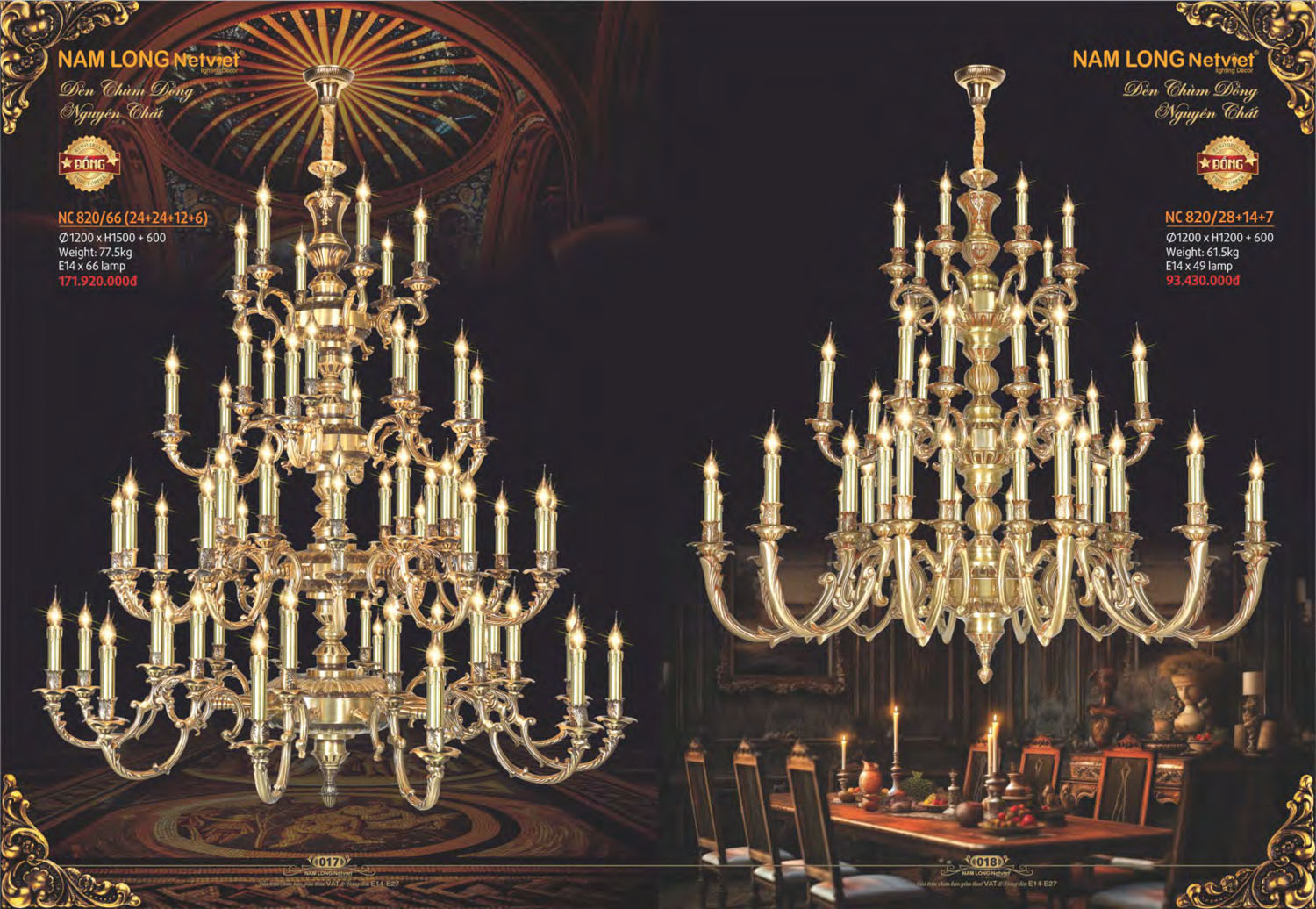 Catalogue Đèn Chùm Đồng Nam Long Netviet 2025 - Trang 10)