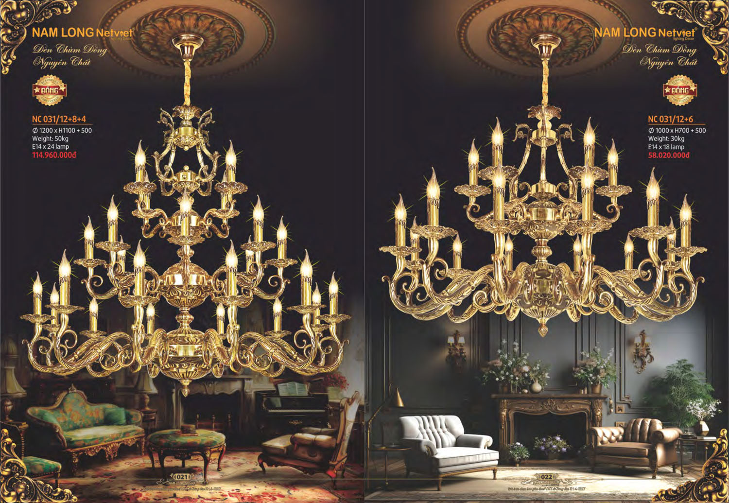 Catalogue Đèn Chùm Đồng Nam Long Netviet 2025 - Trang 12)