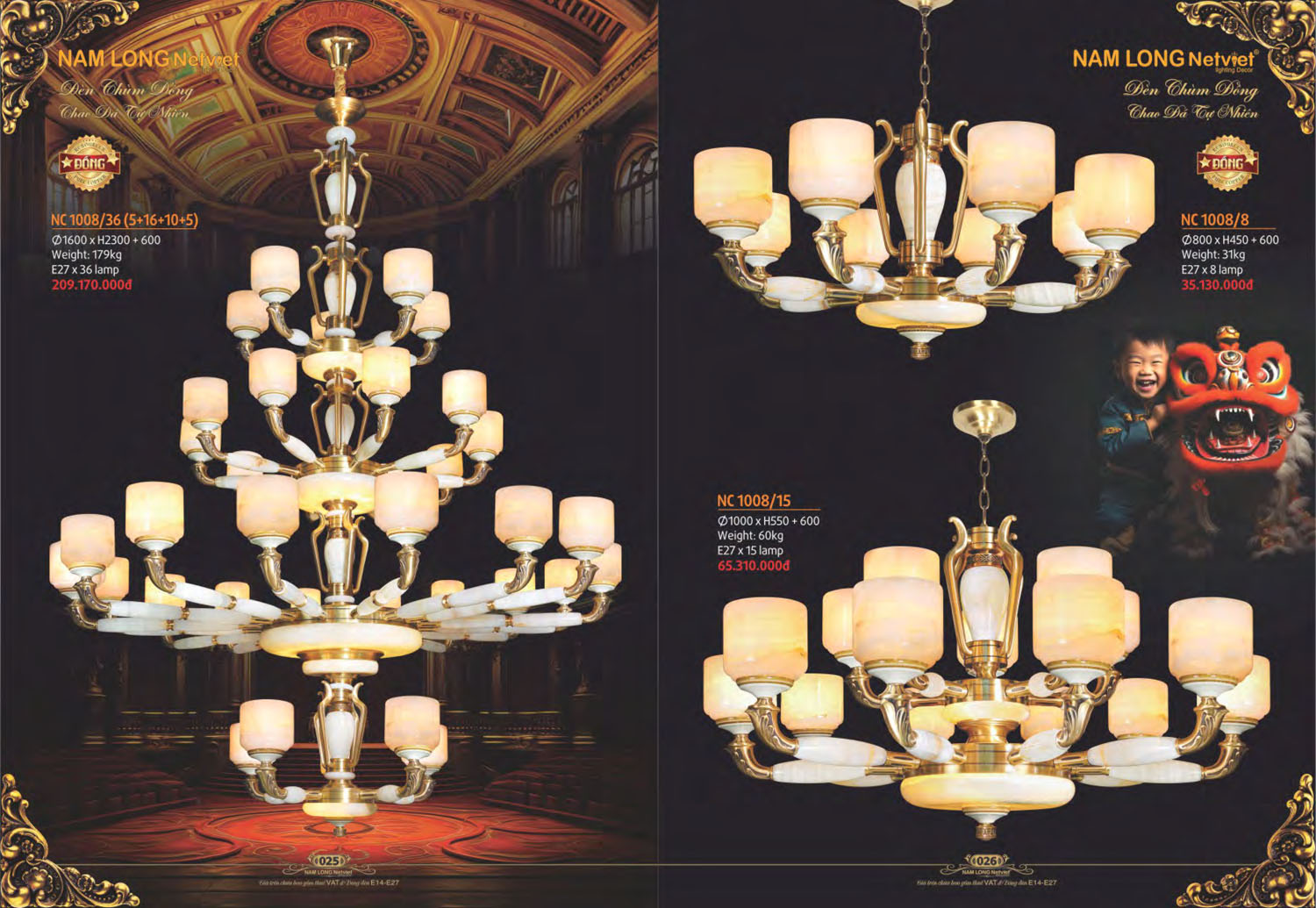 Catalogue Đèn Chùm Đồng Nam Long Netviet 2025 - Trang 14)