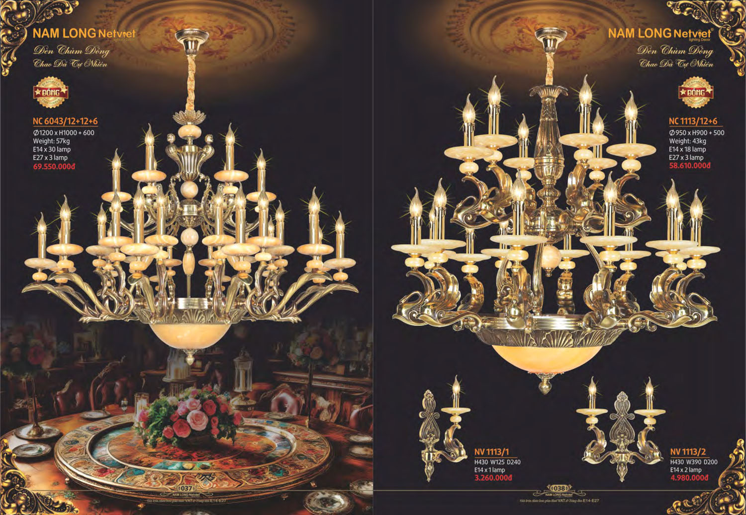 Catalogue Đèn Chùm Đồng Nam Long Netviet 2025 - Trang 20)