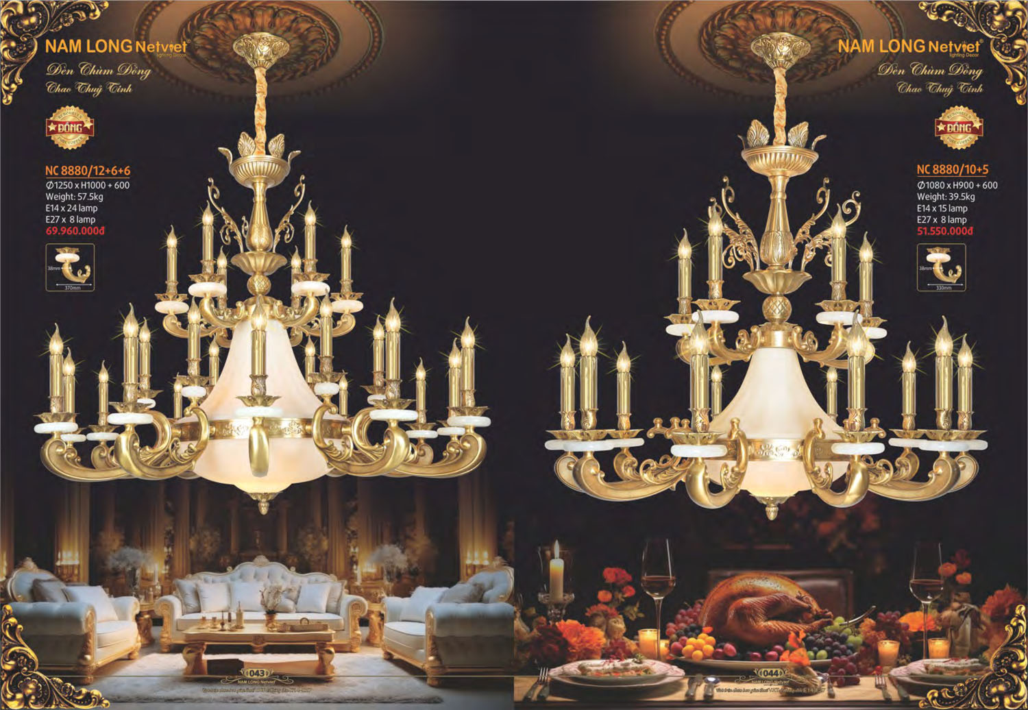 Catalogue Đèn Chùm Đồng Nam Long Netviet 2025 - Trang 23)
