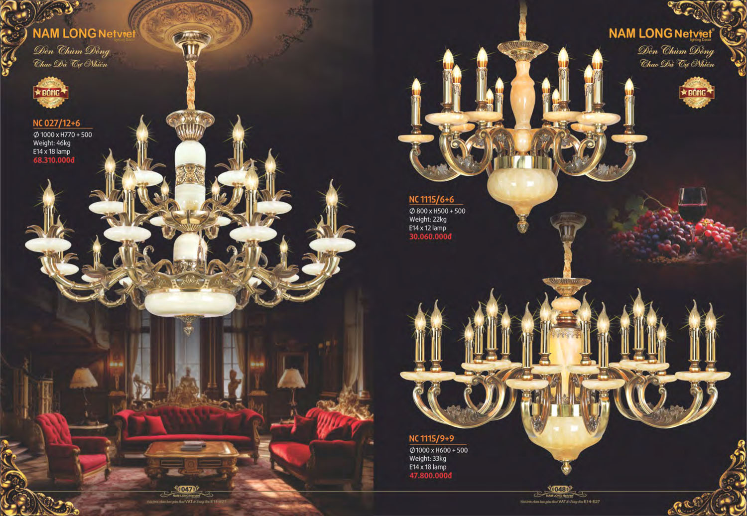 Catalogue Đèn Chùm Đồng Nam Long Netviet 2025 - Trang 25)