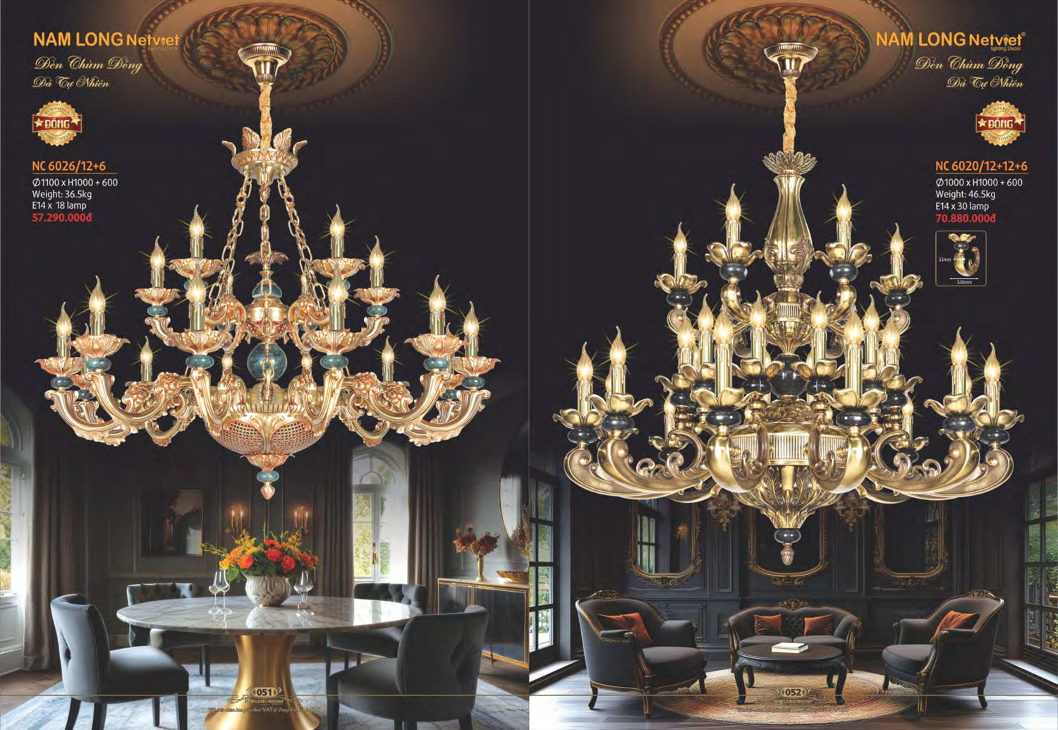 Catalogue Đèn Chùm Đồng Nam Long Netviet 2025 - Trang 27)
