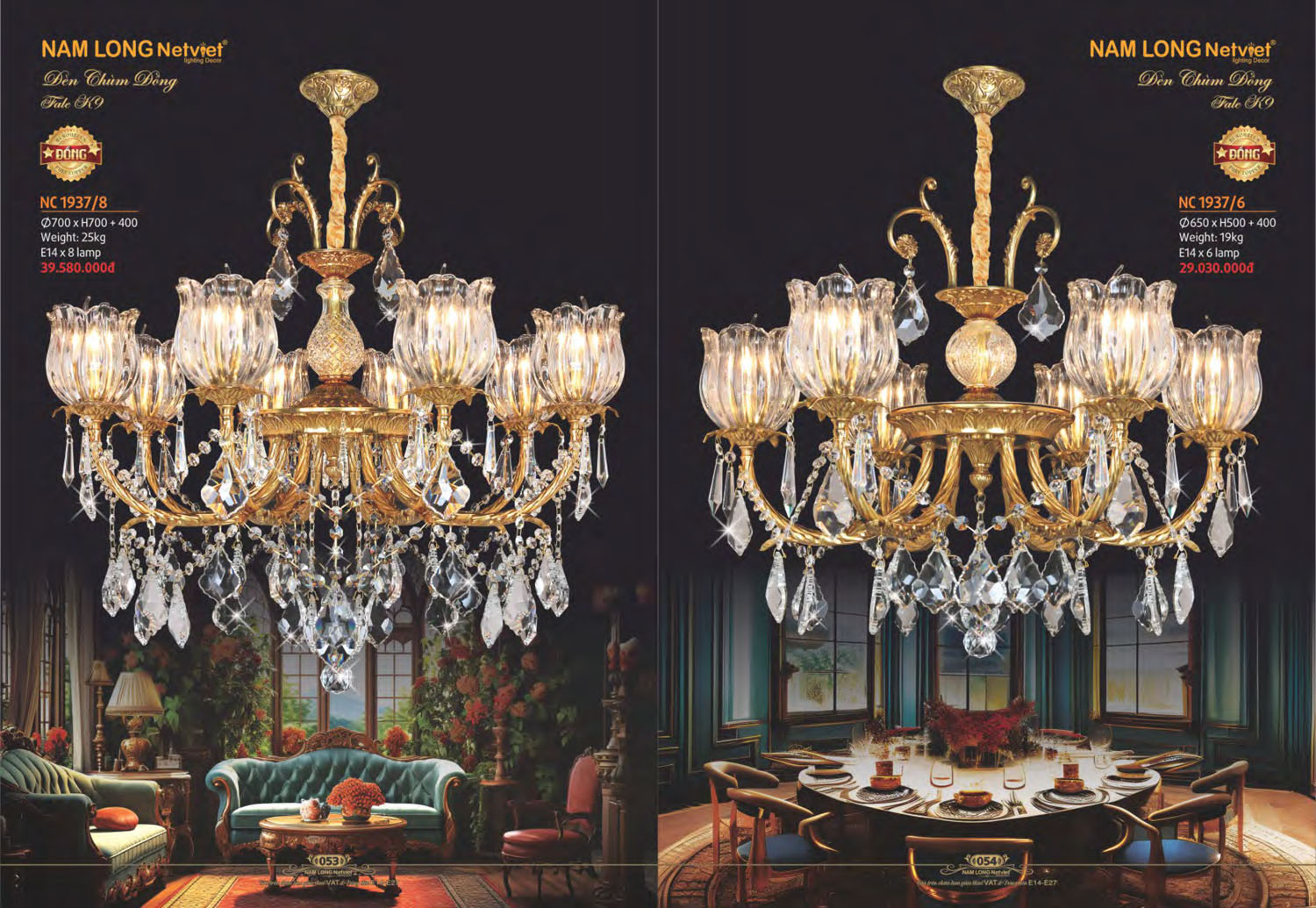 Catalogue Đèn Chùm Đồng Nam Long Netviet 2025 - Trang 28)