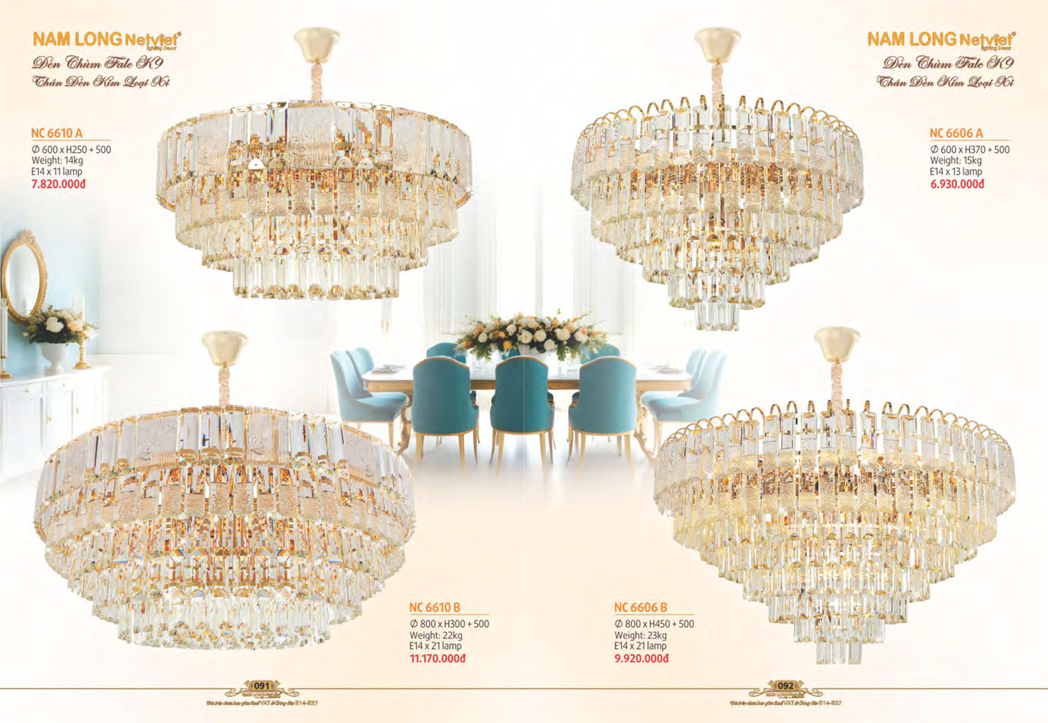 Catalogue Đèn Chùm Đồng Nam Long Netviet 2025 - Trang 47)