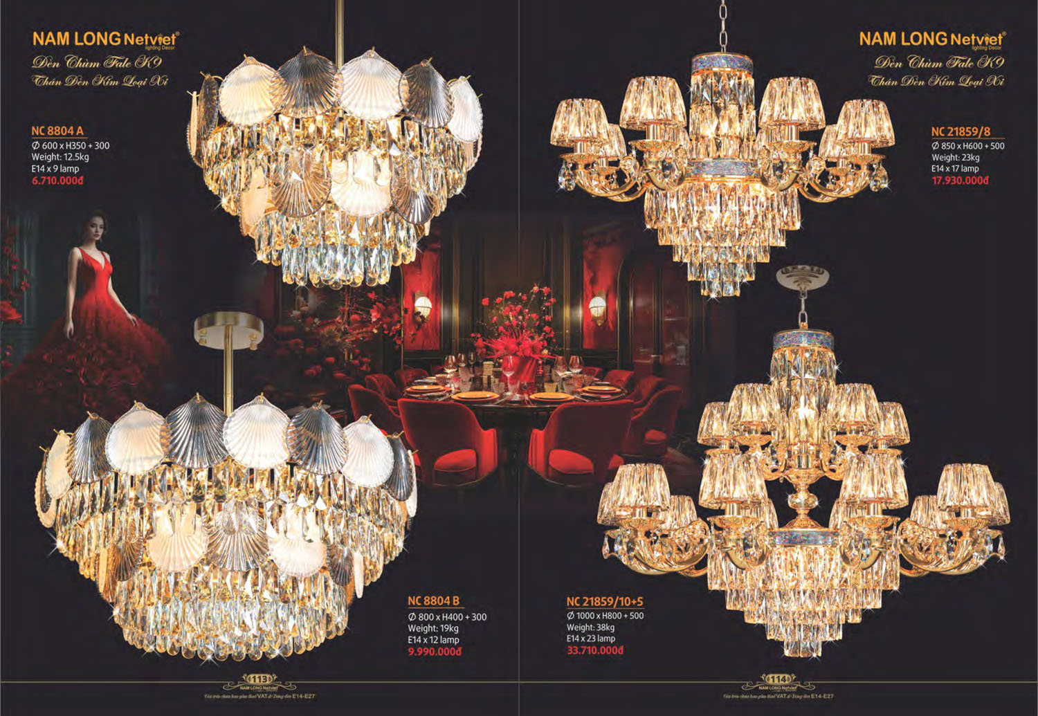Catalogue Đèn Chùm Đồng Nam Long Netviet 2025 - Trang 58)