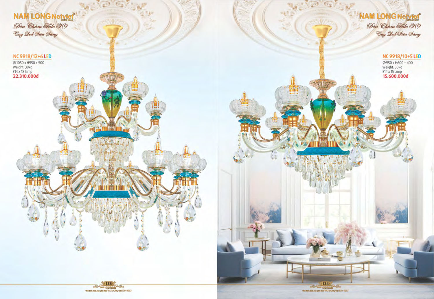 Catalogue Đèn Chùm Nến / Đèn Mâm Led Nam Long Netviet 2025 - Trang 1)