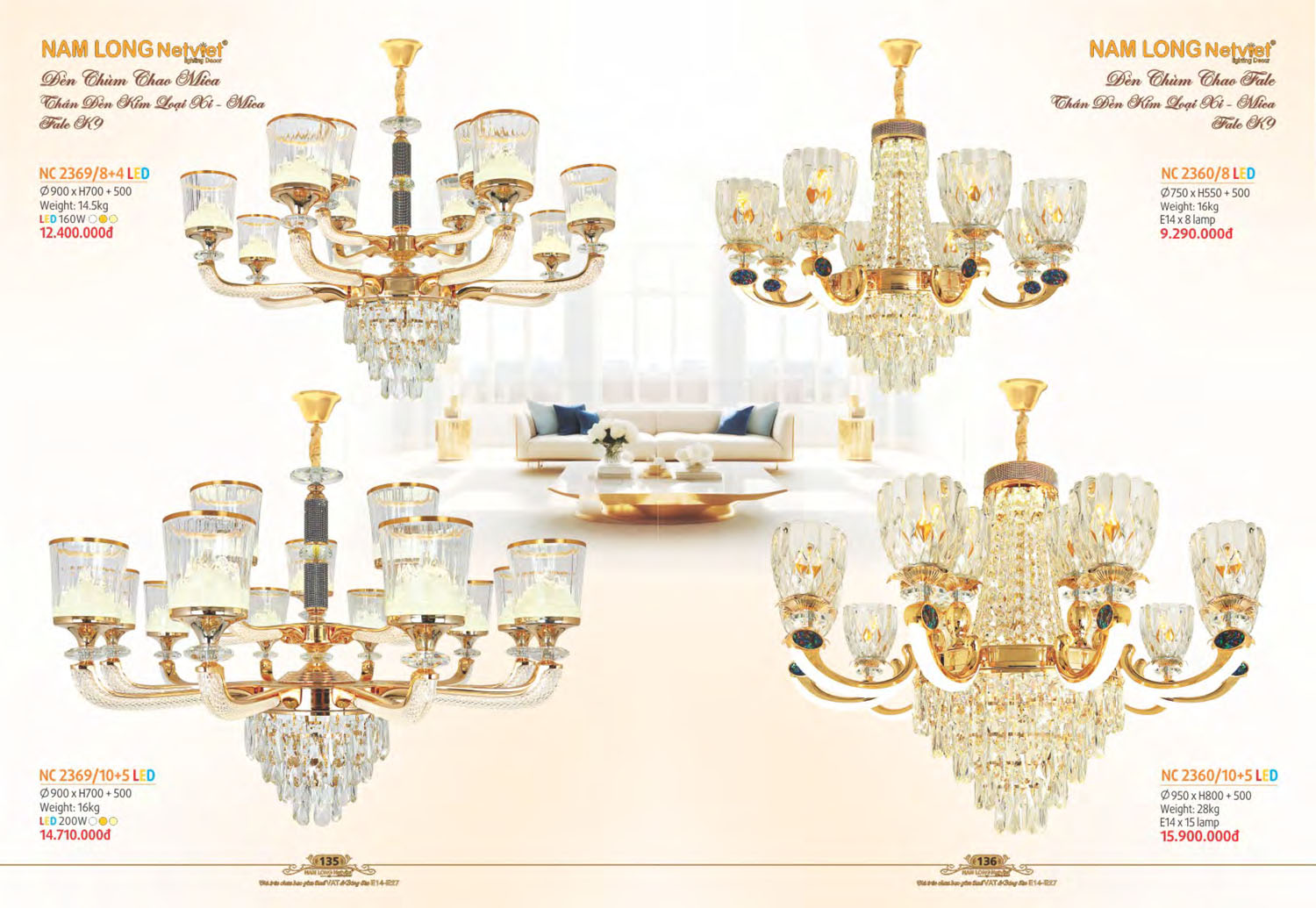 Catalogue Đèn Chùm Nến / Đèn Mâm Led Nam Long Netviet 2025 - Trang 2)