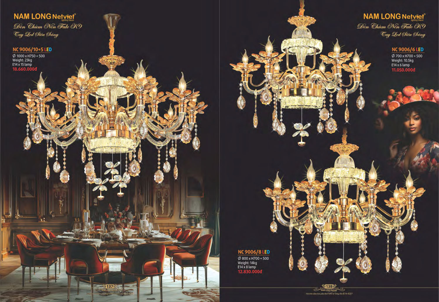 Catalogue Đèn Chùm Nến / Đèn Mâm Led Nam Long Netviet 2025 - Trang 3)