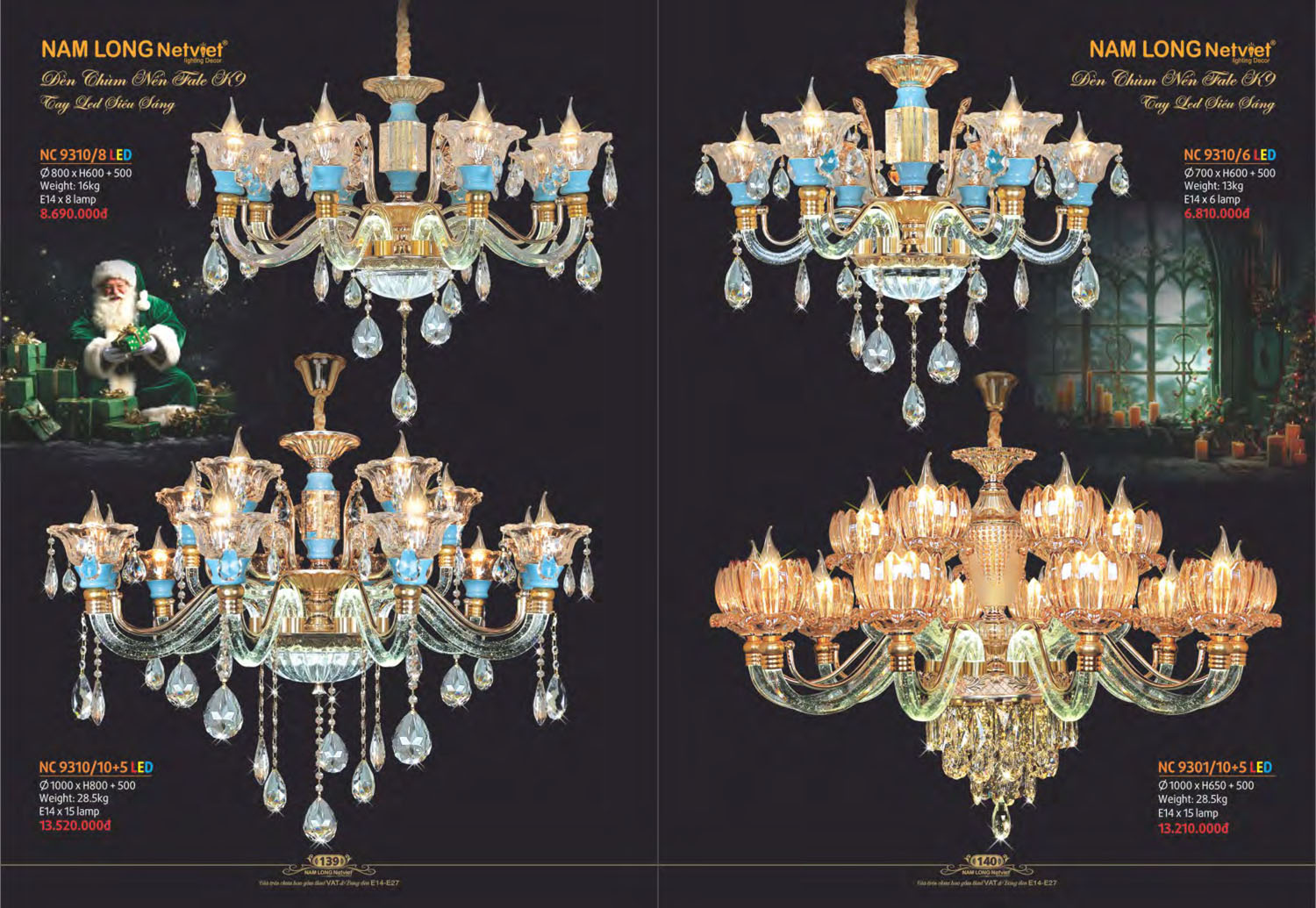 Catalogue Đèn Chùm Nến / Đèn Mâm Led Nam Long Netviet 2025 - Trang 4)