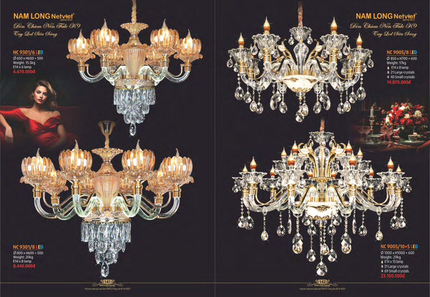 Catalogue Đèn Chùm Nến / Đèn Mâm Led Nam Long Netviet 2025 - Trang 5)
