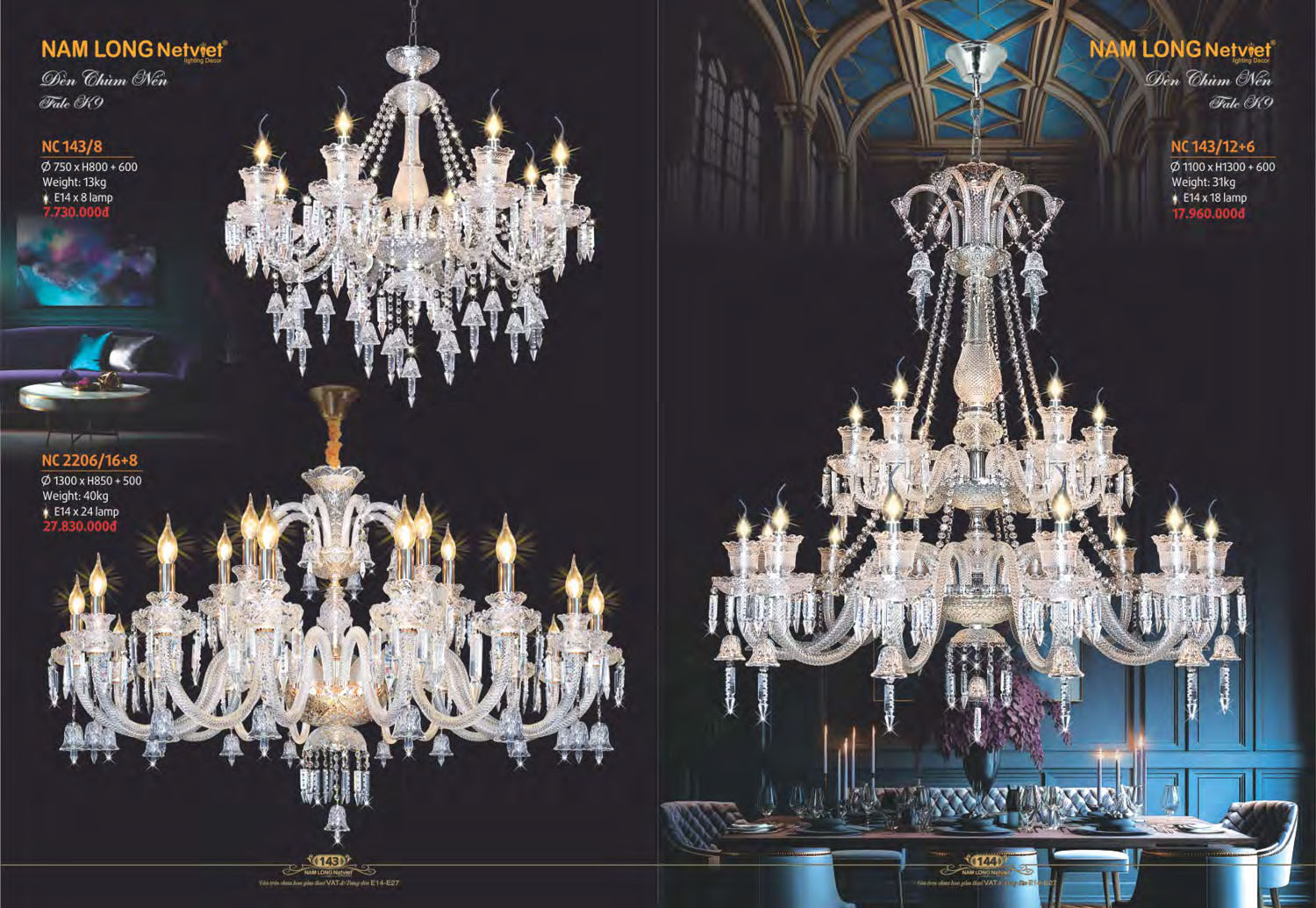 Catalogue Đèn Chùm Nến / Đèn Mâm Led Nam Long Netviet 2025 - Trang 6)