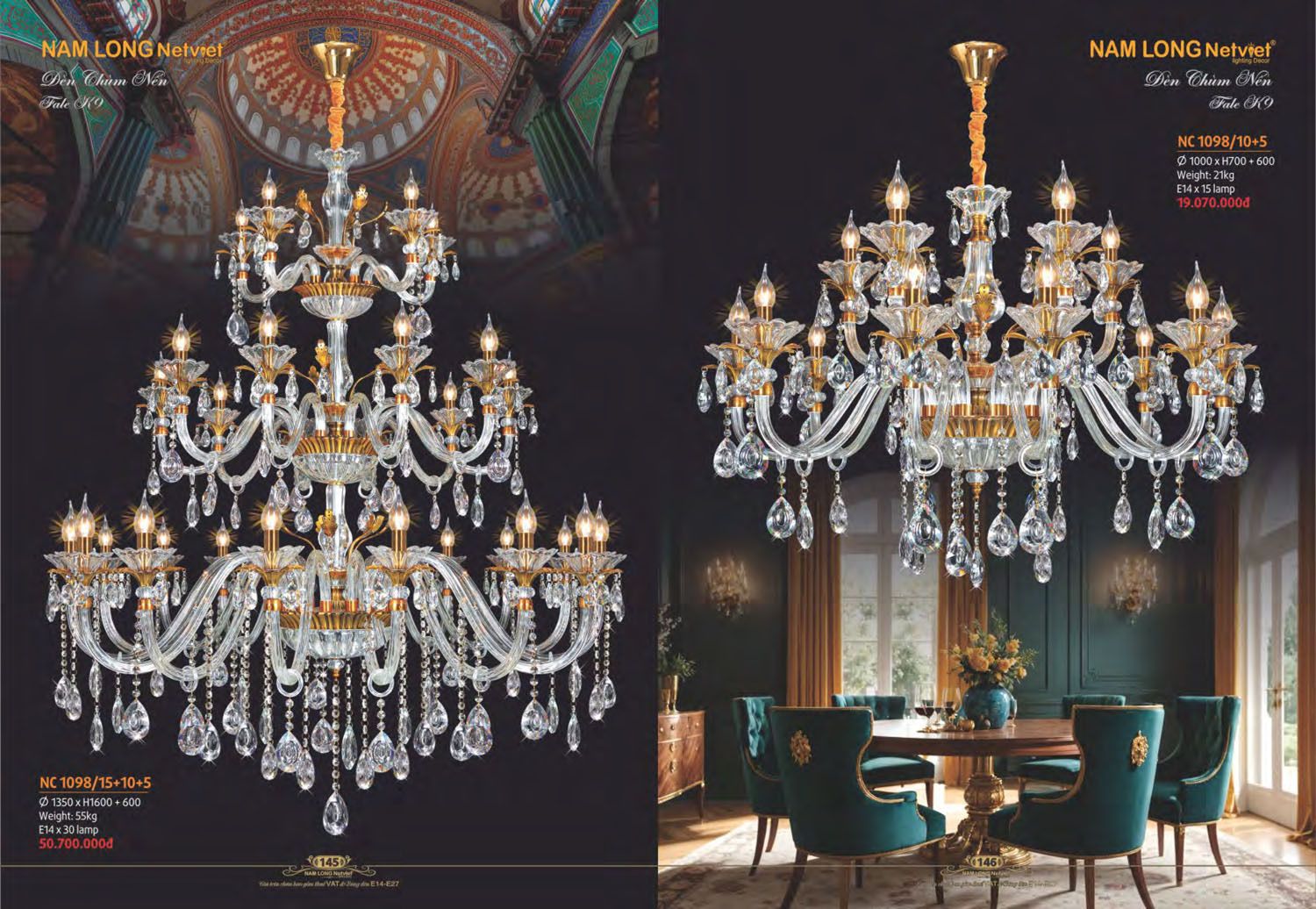 Catalogue Đèn Chùm Nến / Đèn Mâm Led Nam Long Netviet 2025 - Trang 7)