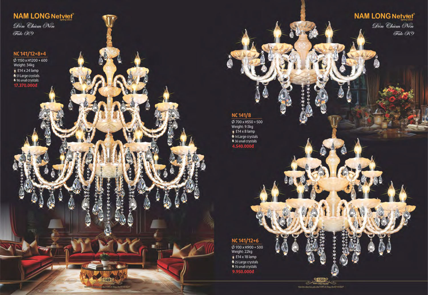 Catalogue Đèn Chùm Nến / Đèn Mâm Led Nam Long Netviet 2025 - Trang 9)