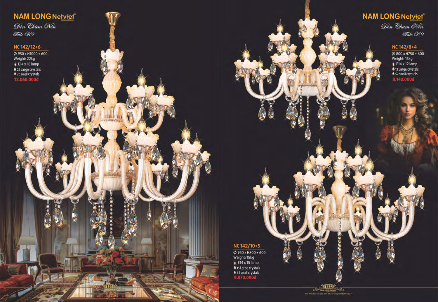 Catalogue Đèn Chùm Nến / Đèn Mâm Led Nam Long Netviet 2025 - Trang 10)