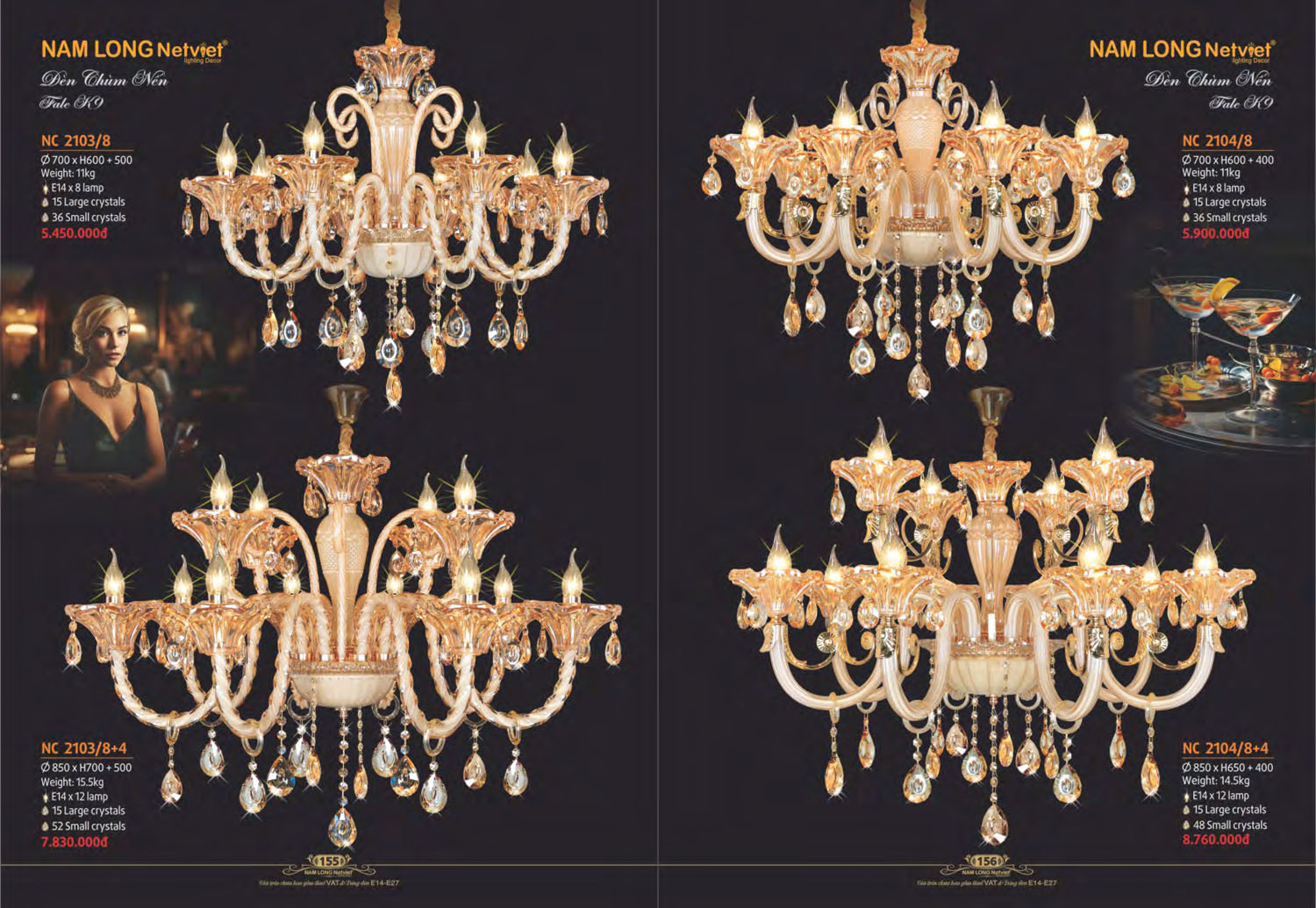 Catalogue Đèn Chùm Nến / Đèn Mâm Led Nam Long Netviet 2025 - Trang 12)