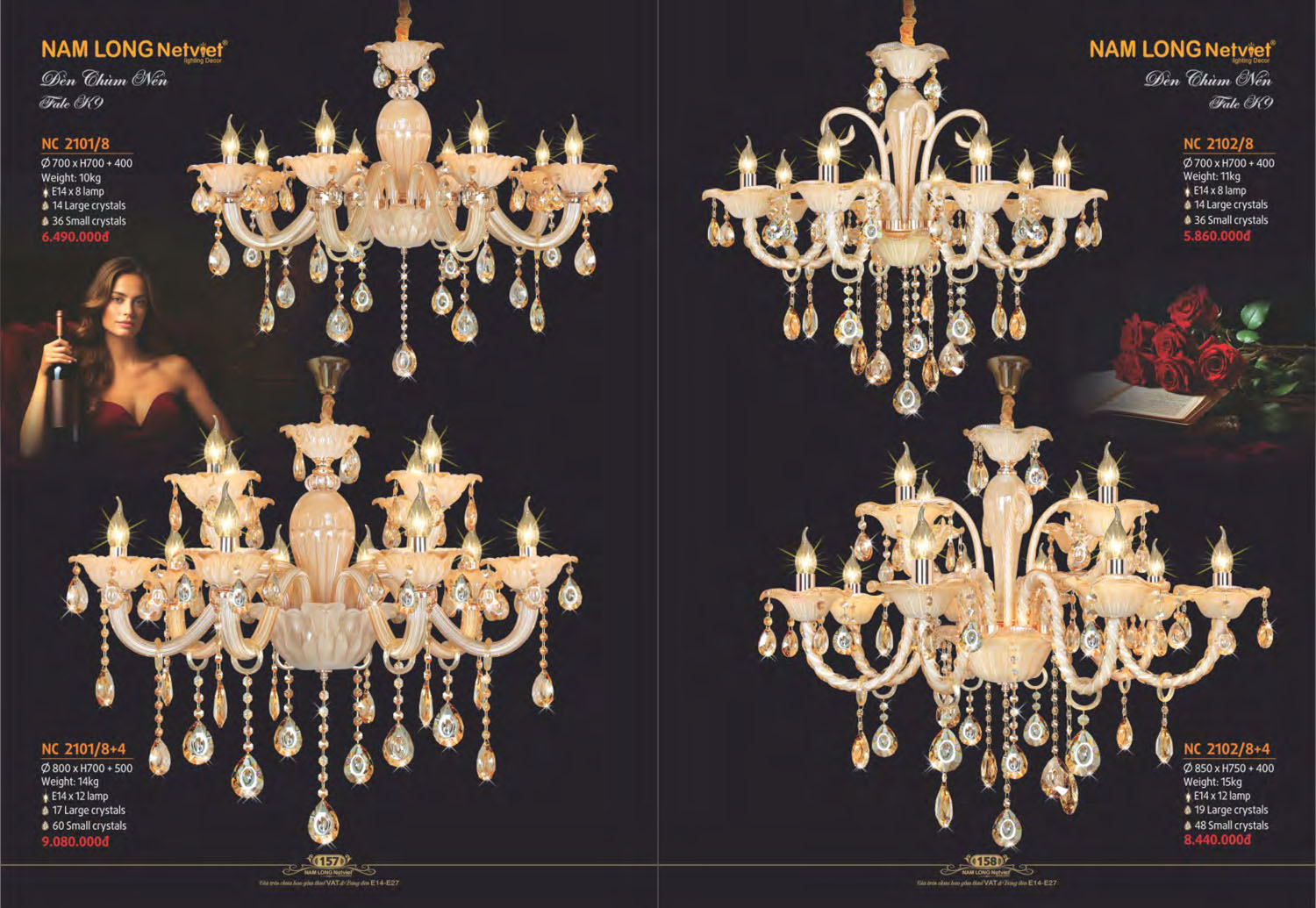 Catalogue Đèn Chùm Nến / Đèn Mâm Led Nam Long Netviet 2025 - Trang 13)