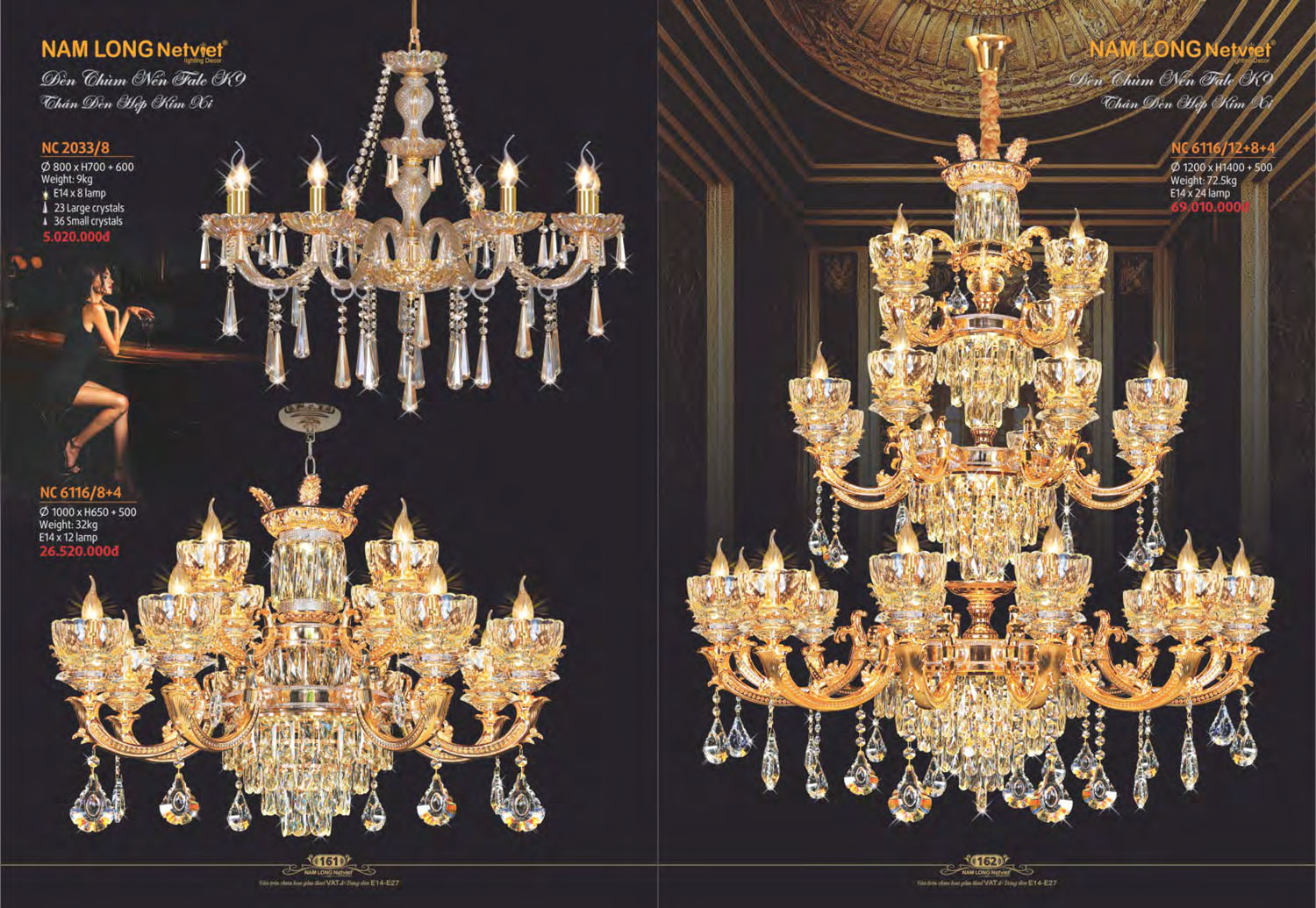 Catalogue Đèn Chùm Nến / Đèn Mâm Led Nam Long Netviet 2025 - Trang 15)
