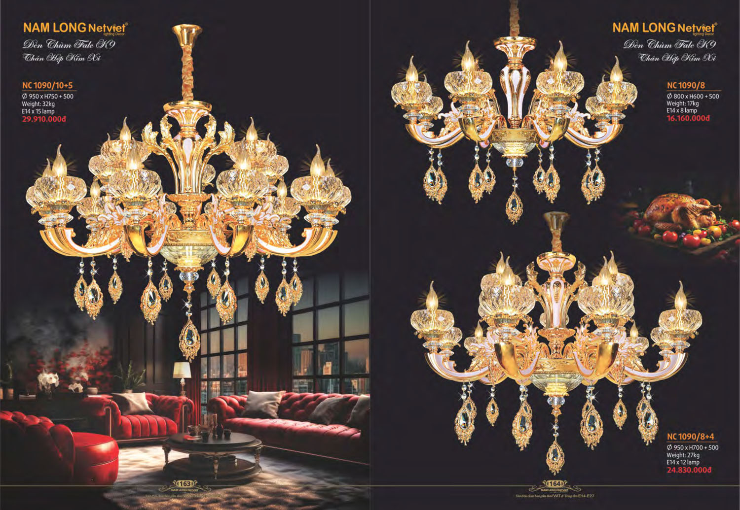 Catalogue Đèn Chùm Nến / Đèn Mâm Led Nam Long Netviet 2025 - Trang 16)