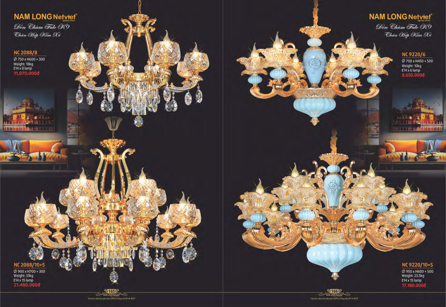 Catalogue Đèn Chùm Nến / Đèn Mâm Led Nam Long Netviet 2025 - Trang 17)