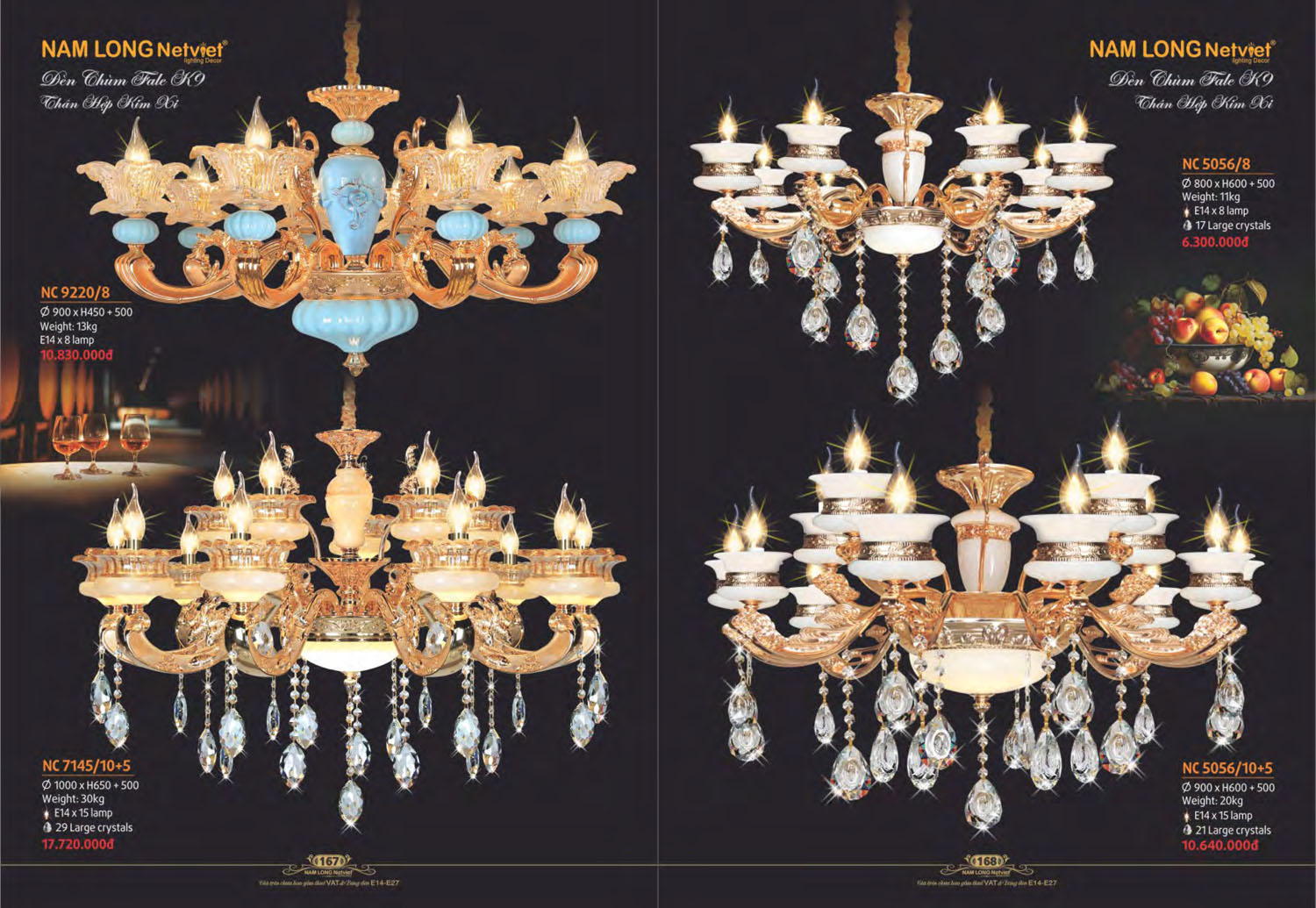 Catalogue Đèn Chùm Nến / Đèn Mâm Led Nam Long Netviet 2025 - Trang 18)
