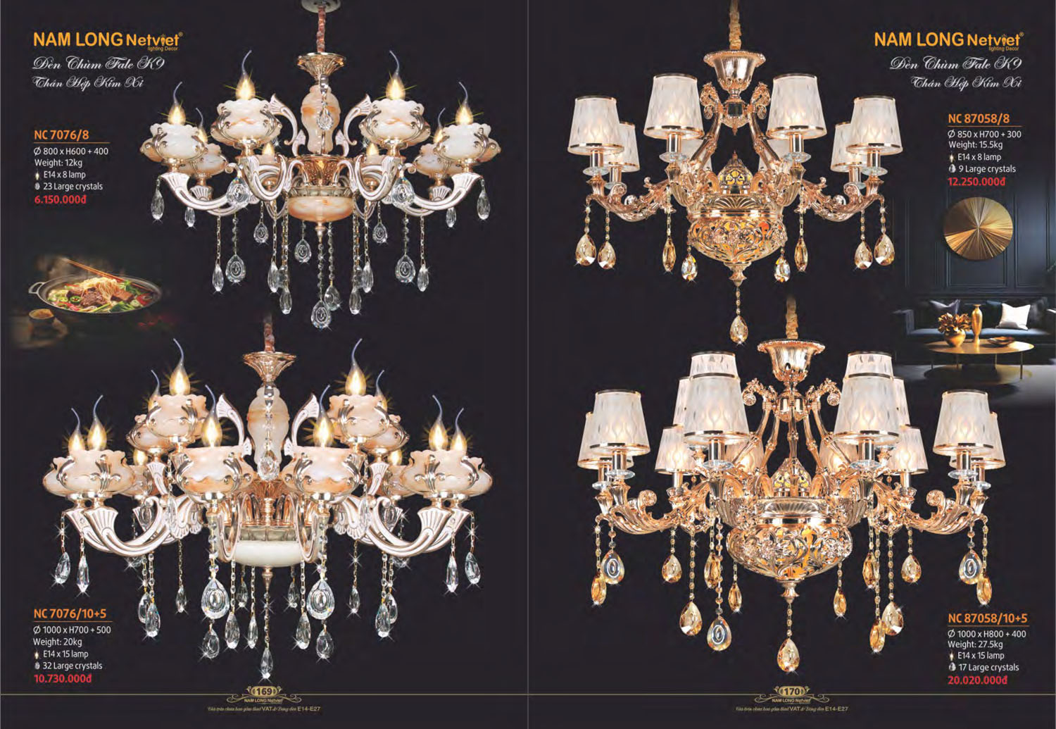 Catalogue Đèn Chùm Nến / Đèn Mâm Led Nam Long Netviet 2025 - Trang 19)