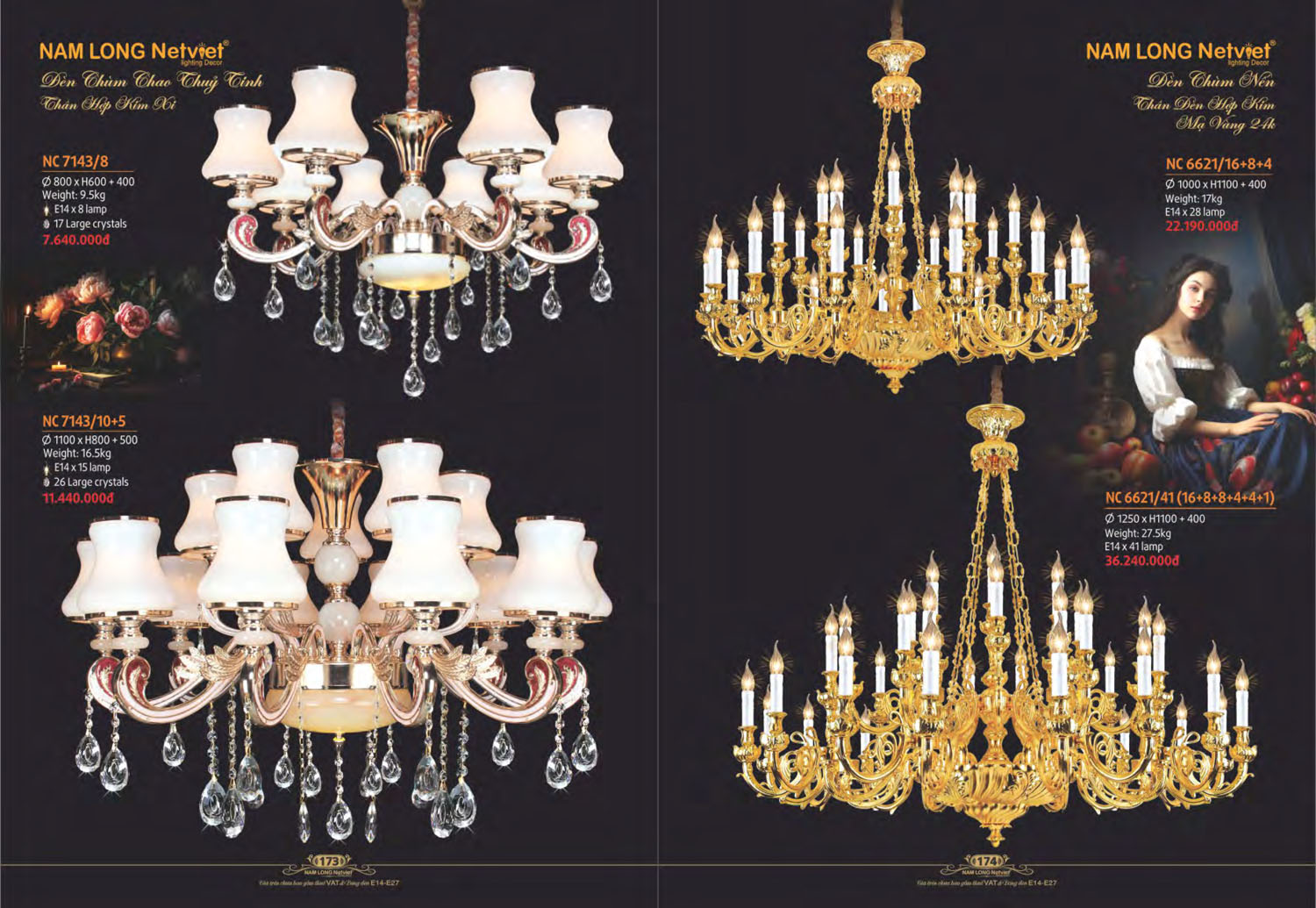Catalogue Đèn Chùm Nến / Đèn Mâm Led Nam Long Netviet 2025 - Trang 21)