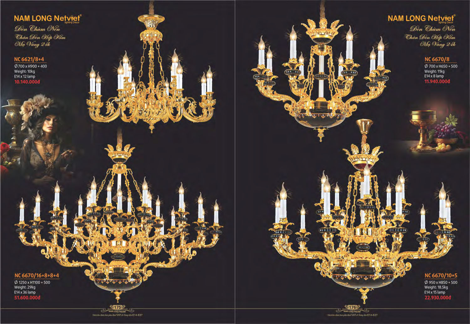 Catalogue Đèn Chùm Nến / Đèn Mâm Led Nam Long Netviet 2025 - Trang 22)