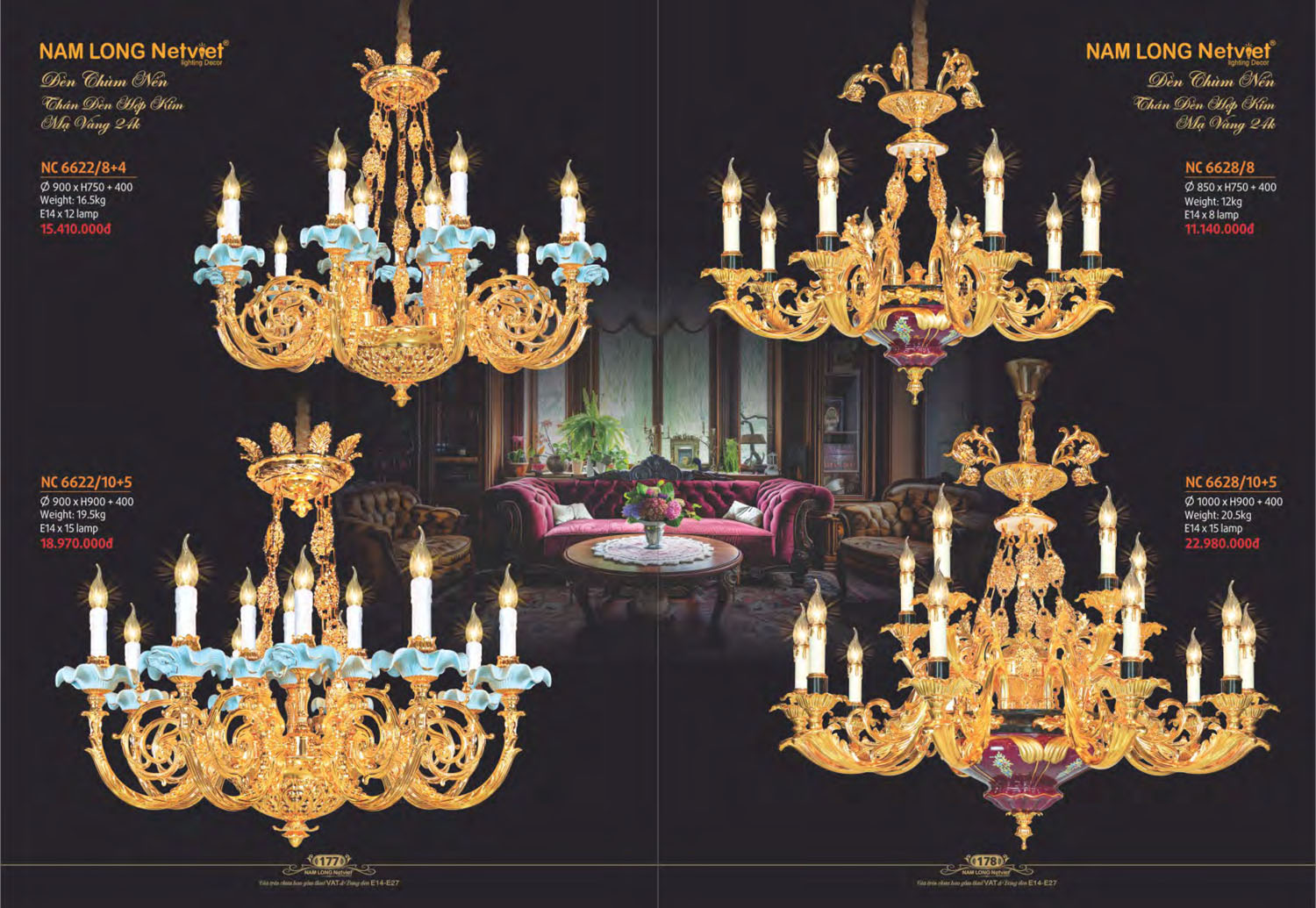 Catalogue Đèn Chùm Nến / Đèn Mâm Led Nam Long Netviet 2025 - Trang 23)