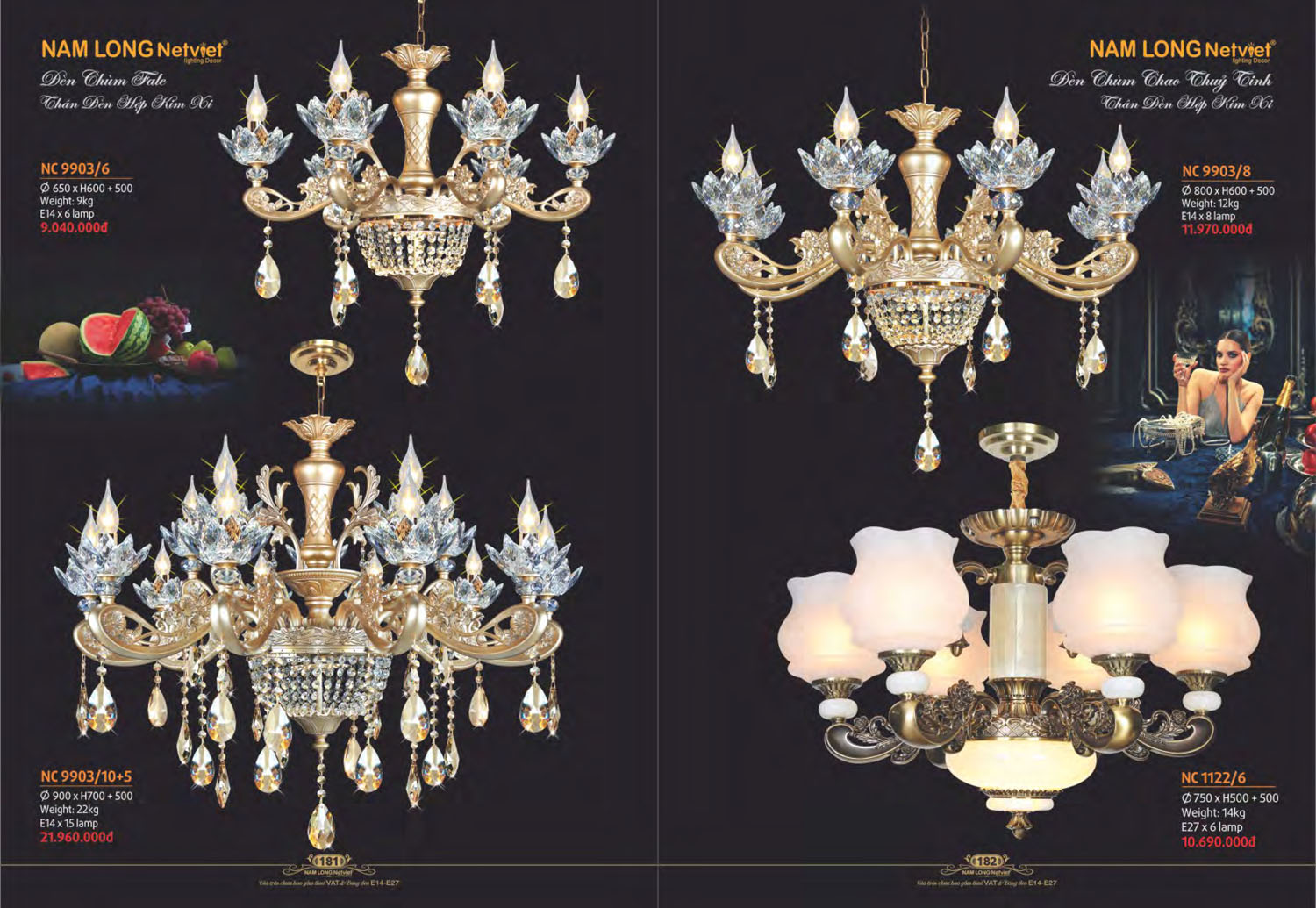 Catalogue Đèn Chùm Nến / Đèn Mâm Led Nam Long Netviet 2025 - Trang 25)