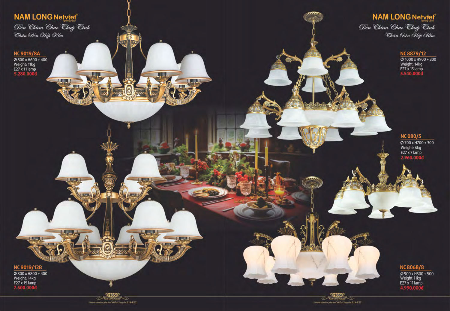 Catalogue Đèn Chùm Nến / Đèn Mâm Led Nam Long Netviet 2025 - Trang 27)