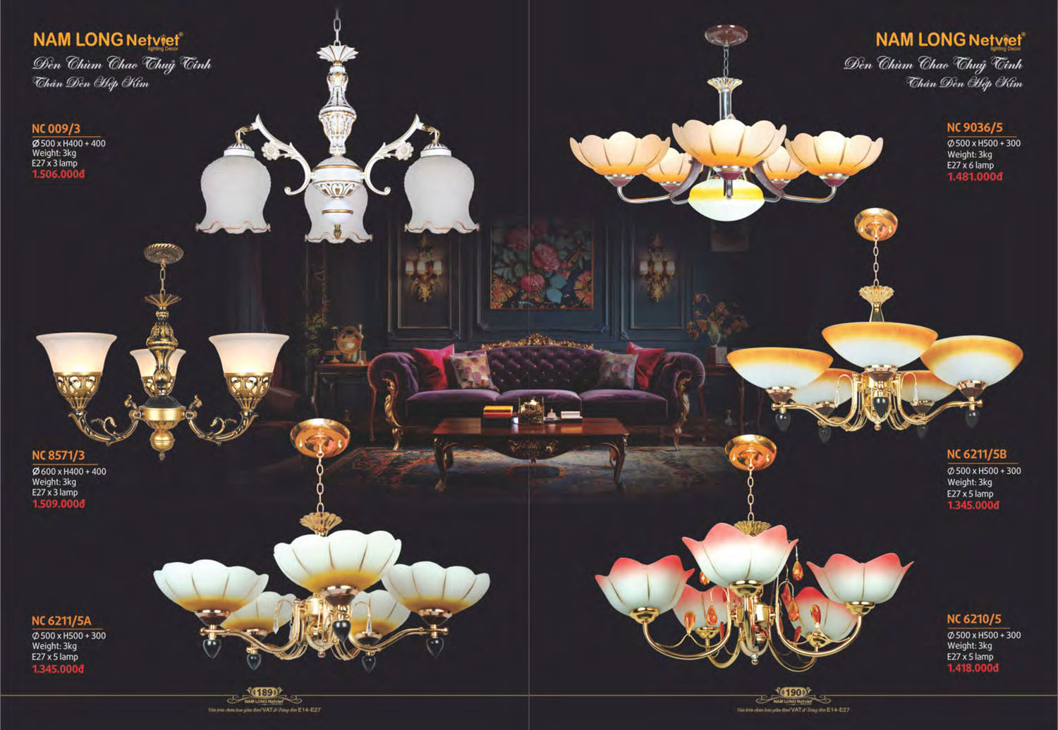 Catalogue Đèn Chùm Nến / Đèn Mâm Led Nam Long Netviet 2025 - Trang 29)