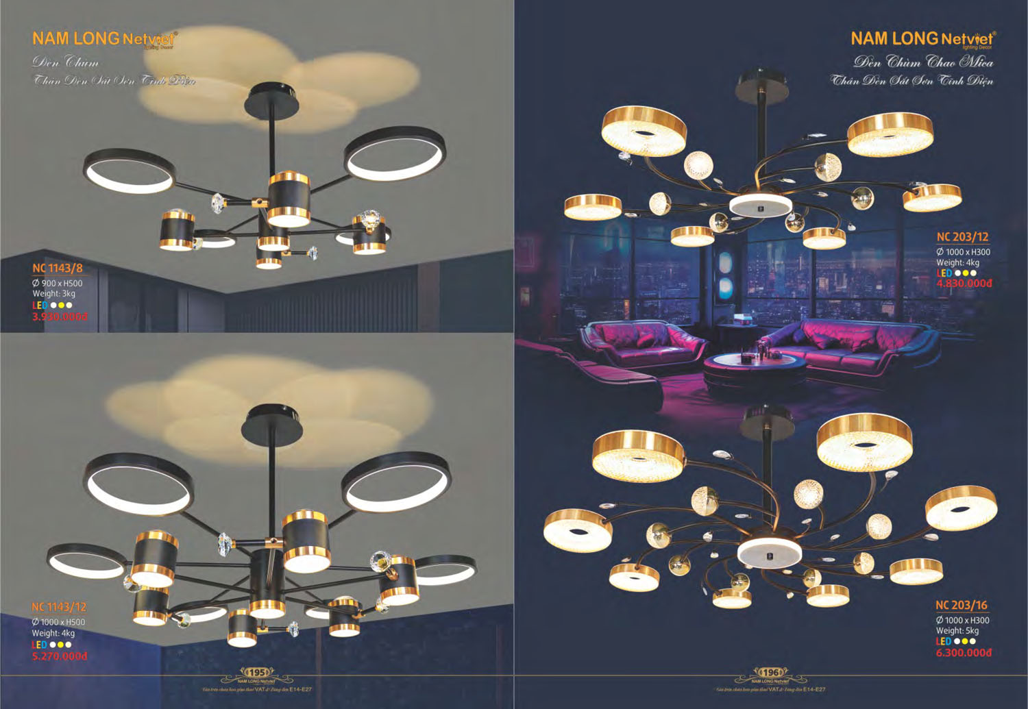 Catalogue Đèn Chùm Nến / Đèn Mâm Led Nam Long Netviet 2025 - Trang 32)