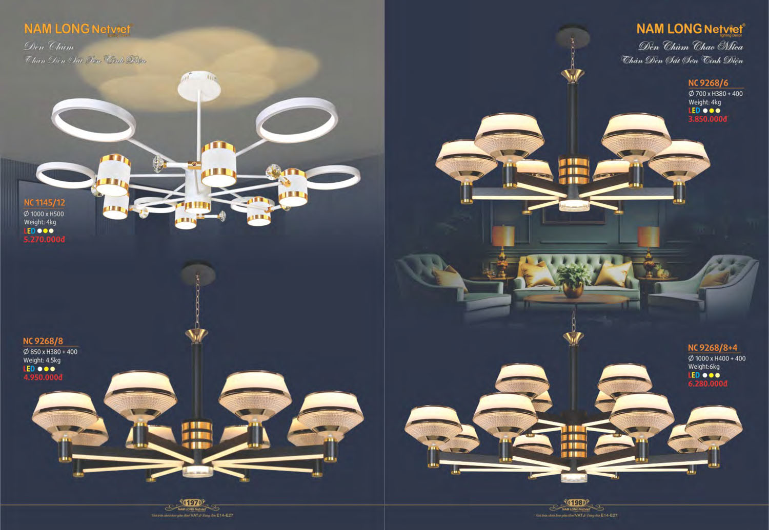 Catalogue Đèn Chùm Nến / Đèn Mâm Led Nam Long Netviet 2025 - Trang 33)