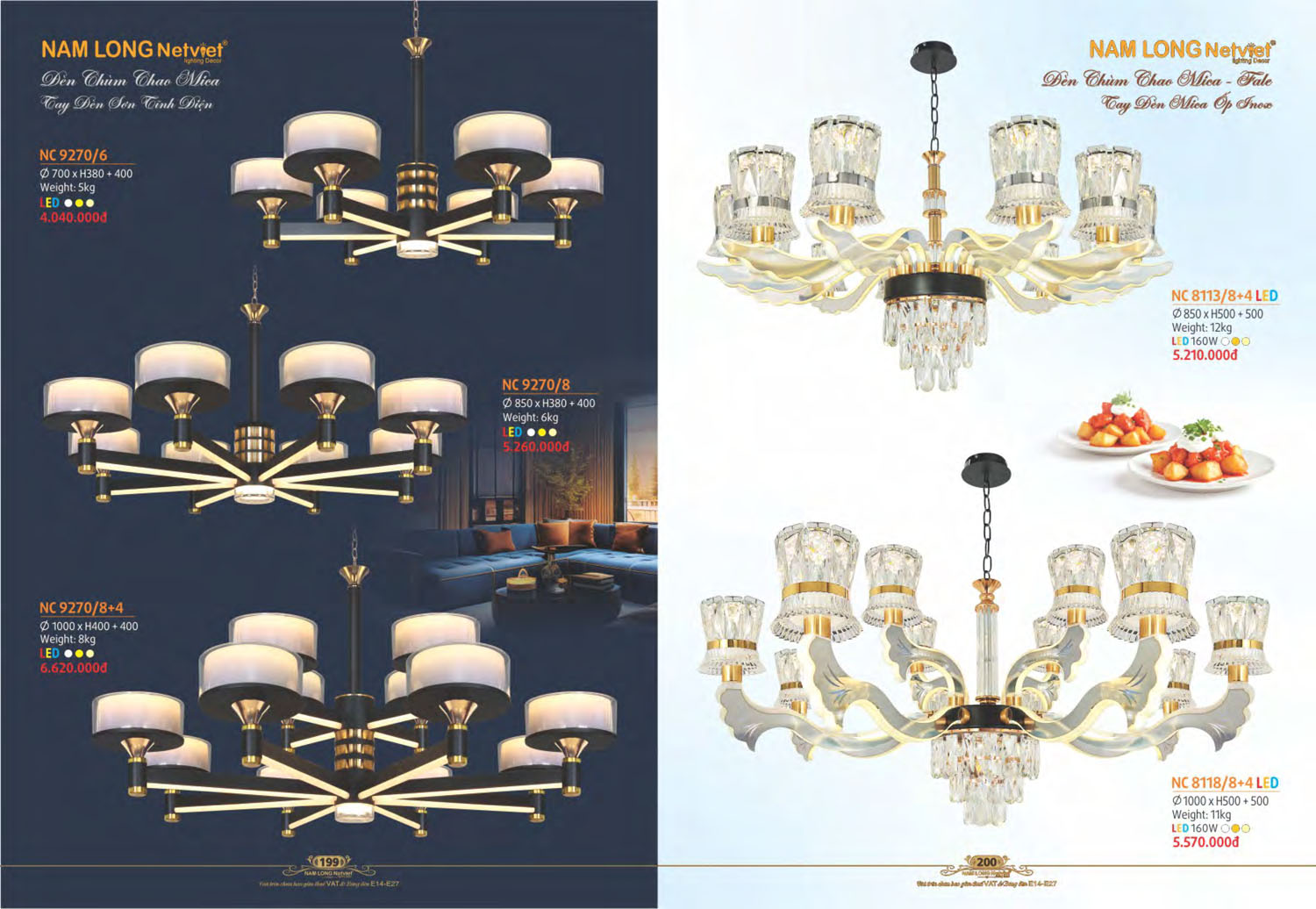 Catalogue Đèn Chùm Nến / Đèn Mâm Led Nam Long Netviet 2025 - Trang 34)
