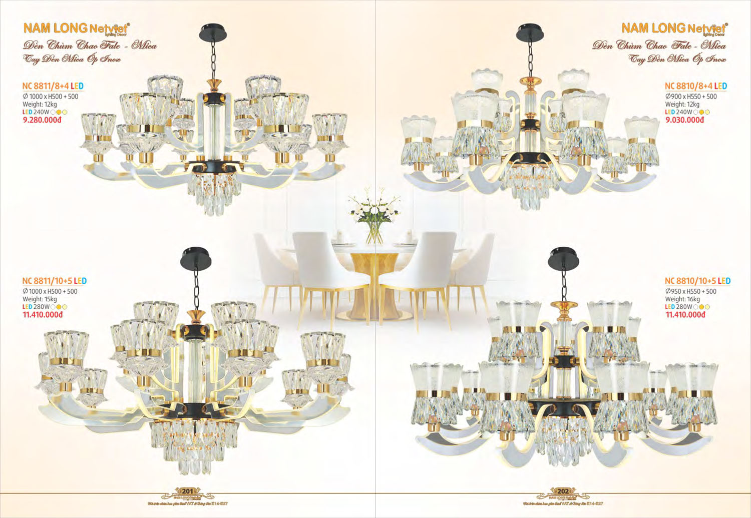 Catalogue Đèn Chùm Nến / Đèn Mâm Led Nam Long Netviet 2025 - Trang 35)