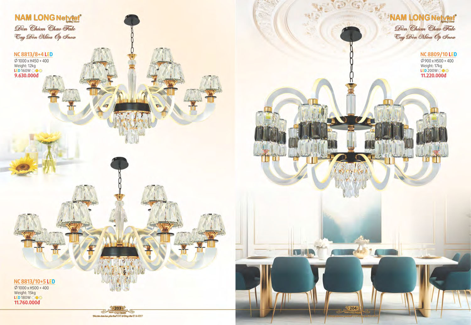 Catalogue Đèn Chùm Nến / Đèn Mâm Led Nam Long Netviet 2025 - Trang 36)
