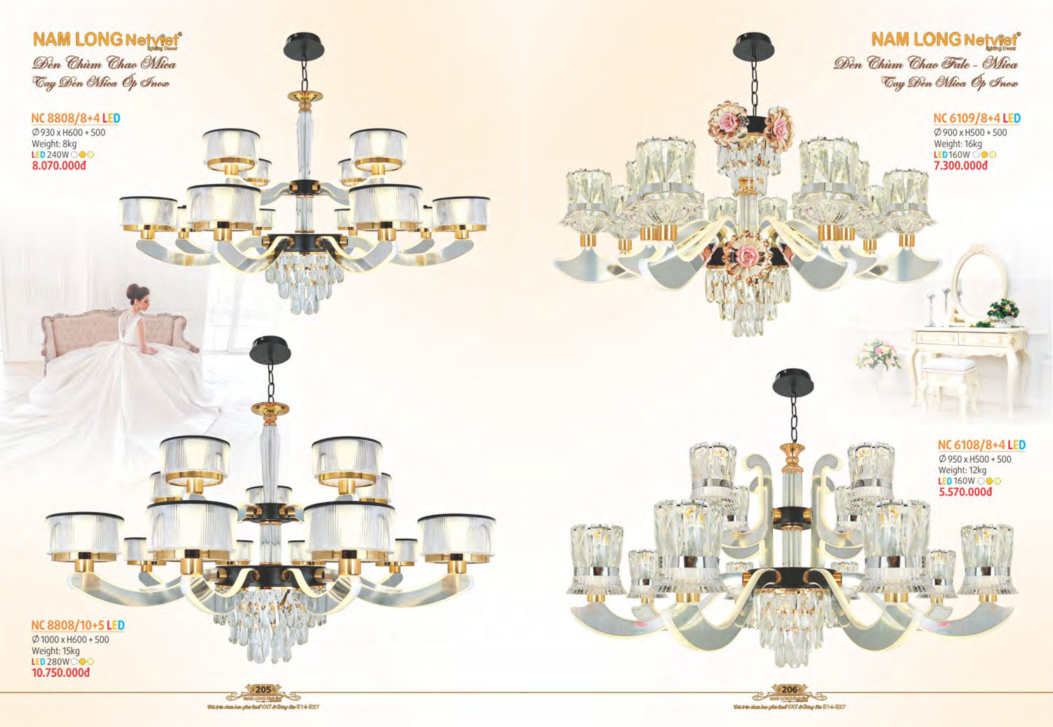 Catalogue Đèn Chùm Nến / Đèn Mâm Led Nam Long Netviet 2025 - Trang 37)