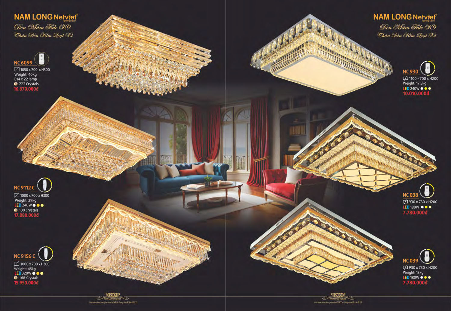 Catalogue Đèn Chùm Nến / Đèn Mâm Led Nam Long Netviet 2025 - Trang 38)