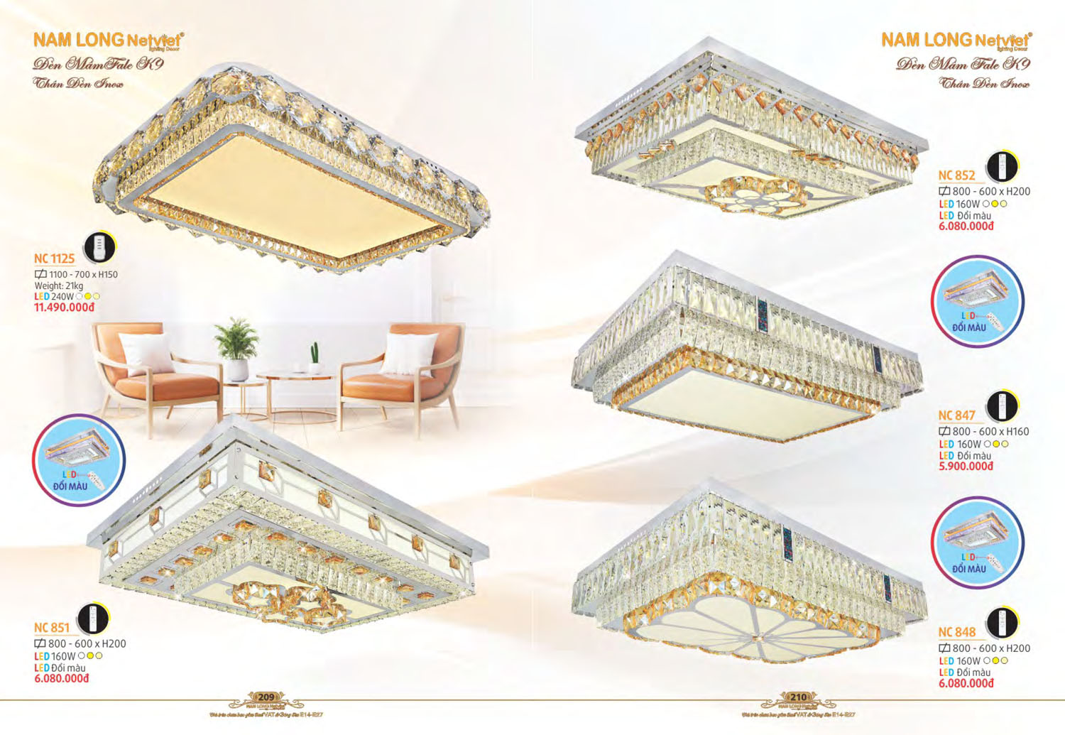 Catalogue Đèn Chùm Nến / Đèn Mâm Led Nam Long Netviet 2025 - Trang 39)