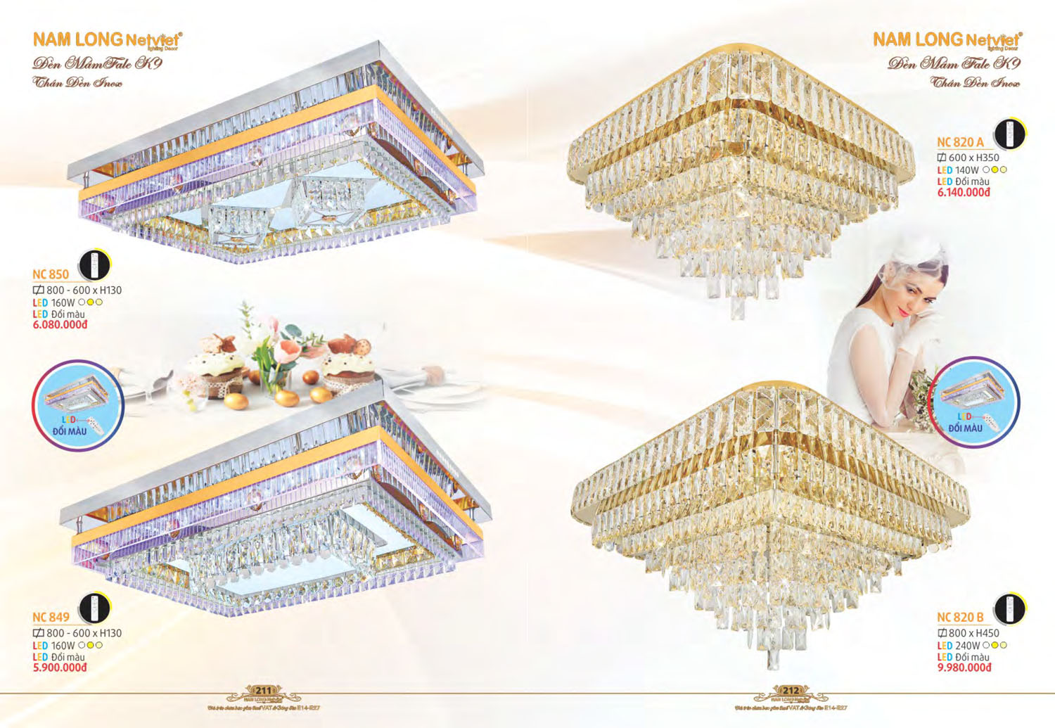 Catalogue Đèn Chùm Nến / Đèn Mâm Led Nam Long Netviet 2025 - Trang 40)