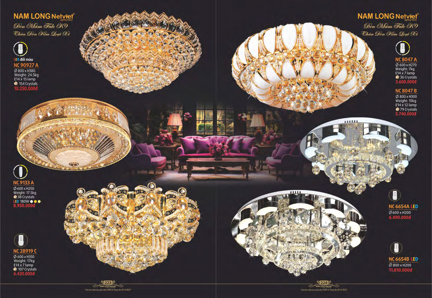 Catalogue Đèn Chùm Nến / Đèn Mâm Led Nam Long Netviet 2025 - Trang 46)