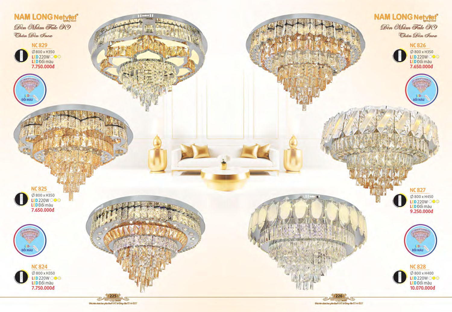 Catalogue Đèn Chùm Nến / Đèn Mâm Led Nam Long Netviet 2025 - Trang 47)